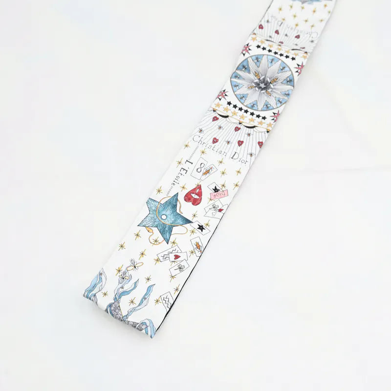 [Pre-owned] Christian Dior White Silk L'Etoile Tarot Twilly