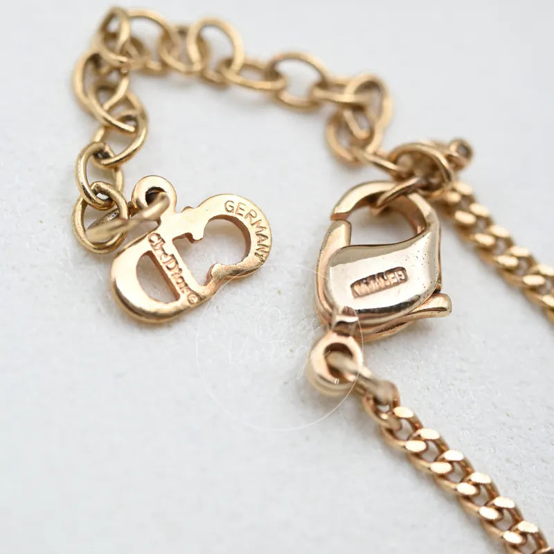 [Pre-owned] Dior Vintage CD logo Gold Knot Crystal Necklace