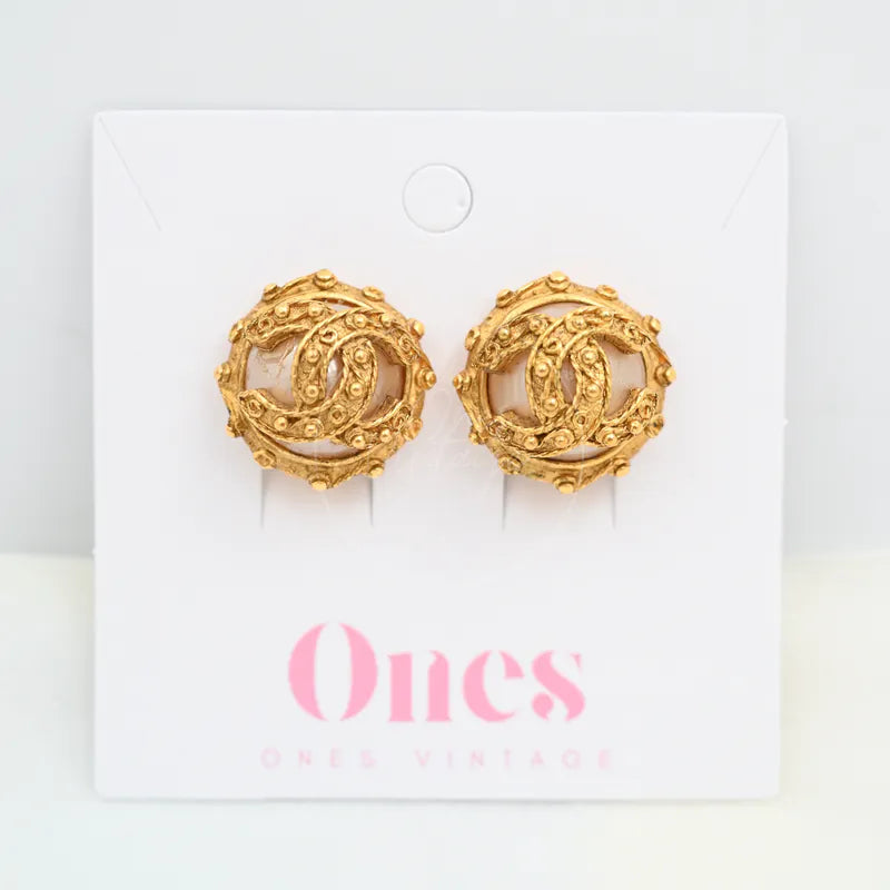 [Pre-owned] Chanel Vintage CC Faux-Pearl Clip-on Earrings