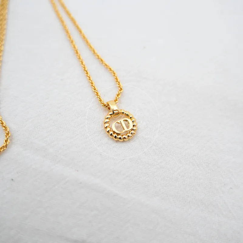 [Pre-owned] Christian Dior Enamel Detail CD Pendant Necklace