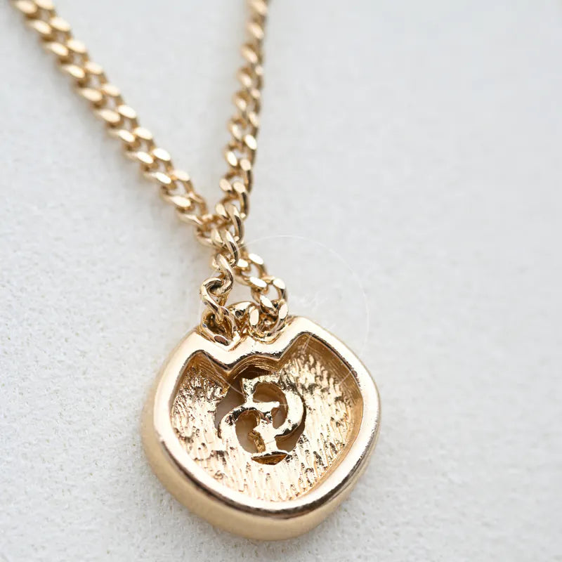[Pre-owned] Dior Vintage 80s CD Logo Rhinestone Necklace