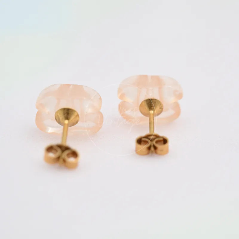 [Pre-owned] Chanel CC Logo Earrings Coral Pink