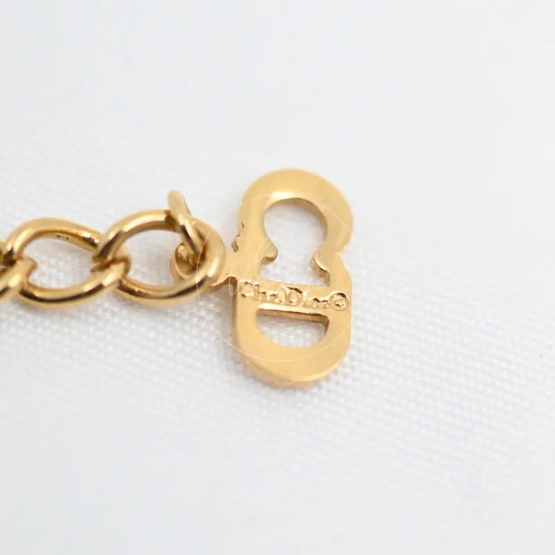 [Pre-owned] Christian Dior CD Logo Rhinestone Necklace
