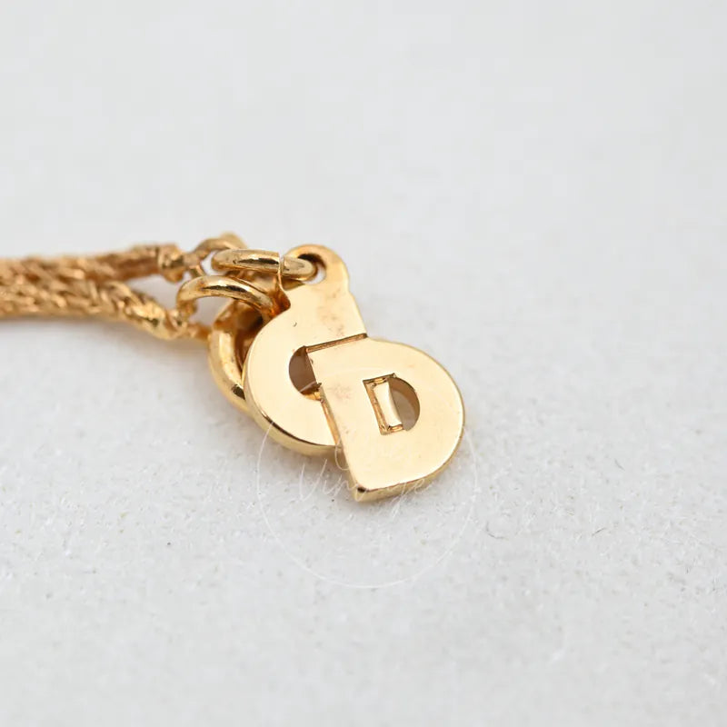 [Pre-owned] Dior Vintage Gold CD Logo Twist Knot Necklace