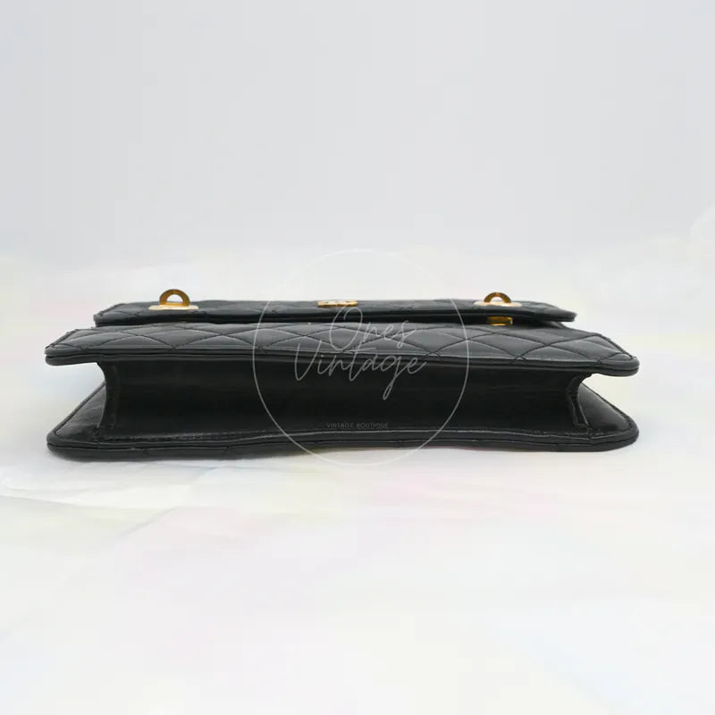 [Pre-owned] Chanel Black Quilted Aged Calfskin Mini Kelly