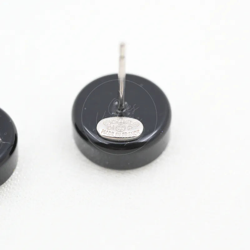 [Pre-owned] Chanel CC Mark Logo Mirror Circle Round Earrings