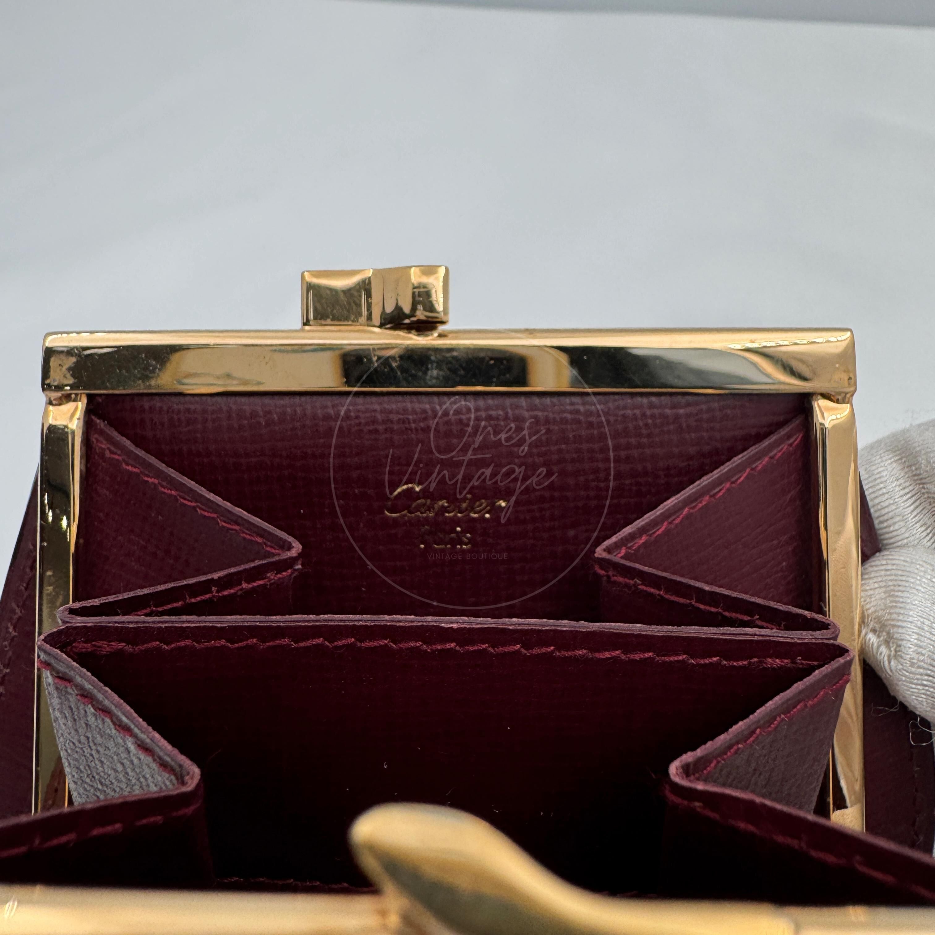 [Pre-owned] Cartier Mastline Bordeaux Red Coin Case Small Purse