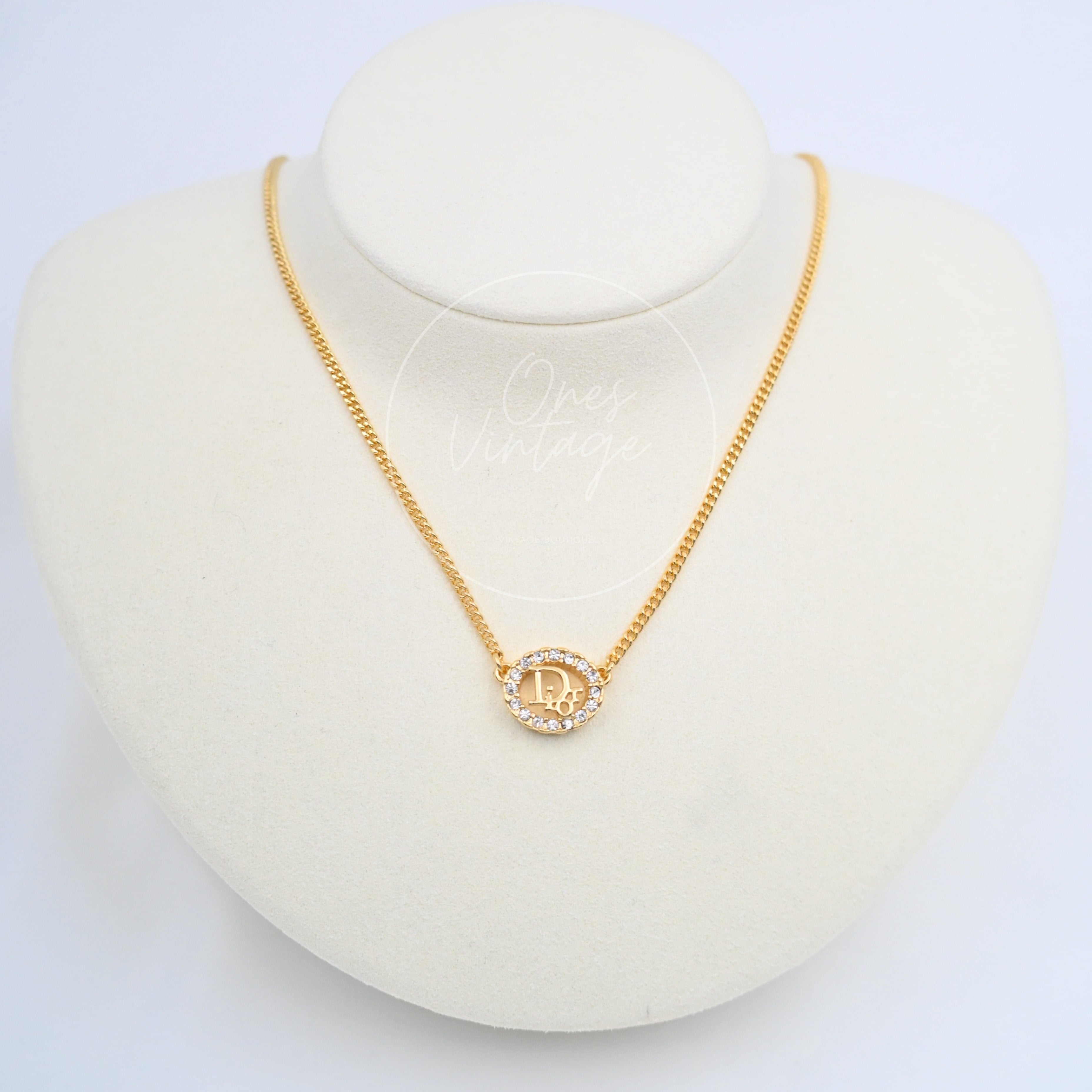 [Pre-owned] Christian Dior Crystal-embellished Logo-pendant Necklace