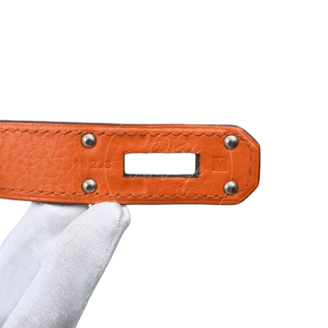 [Pre-owned] Hermes Kelly Shoulder Orange PHW Stamp Square M
