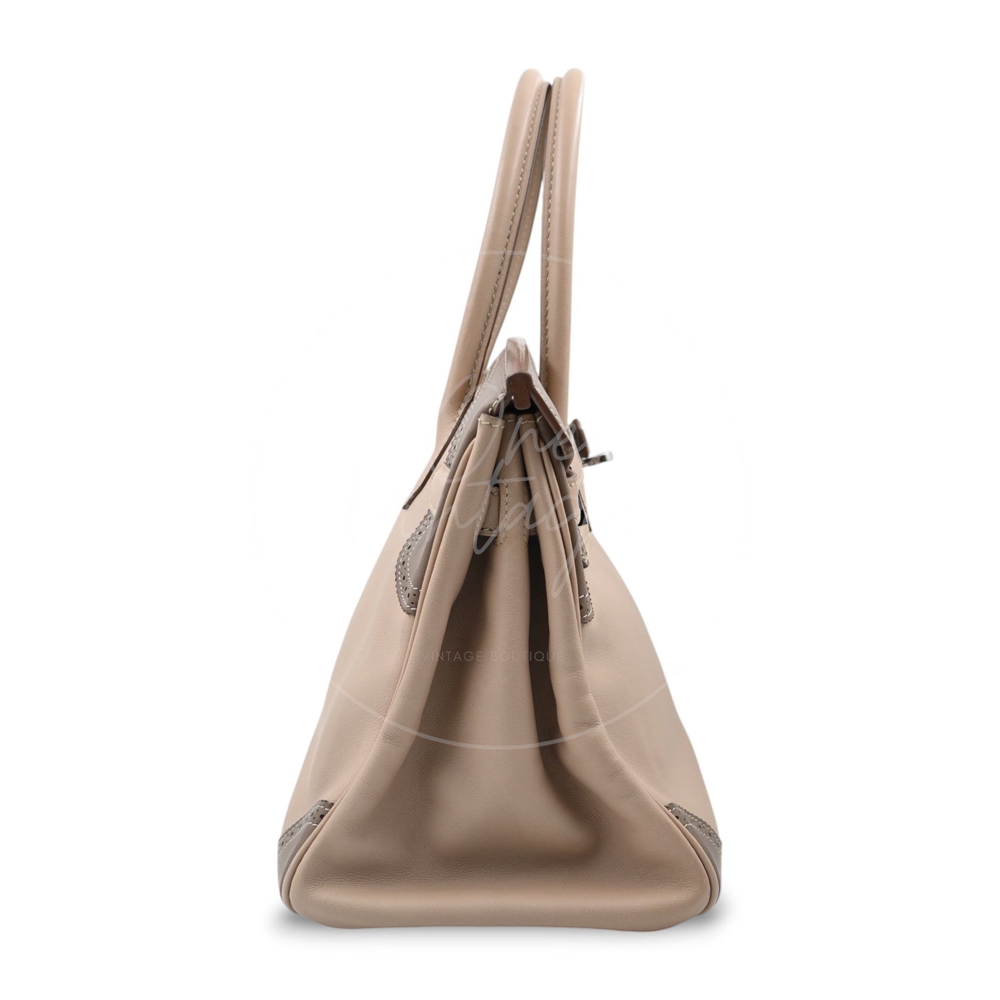 [Pre-owned] Hermes Birkin 30 Argile and Etoupe Lace Ghillies Bag