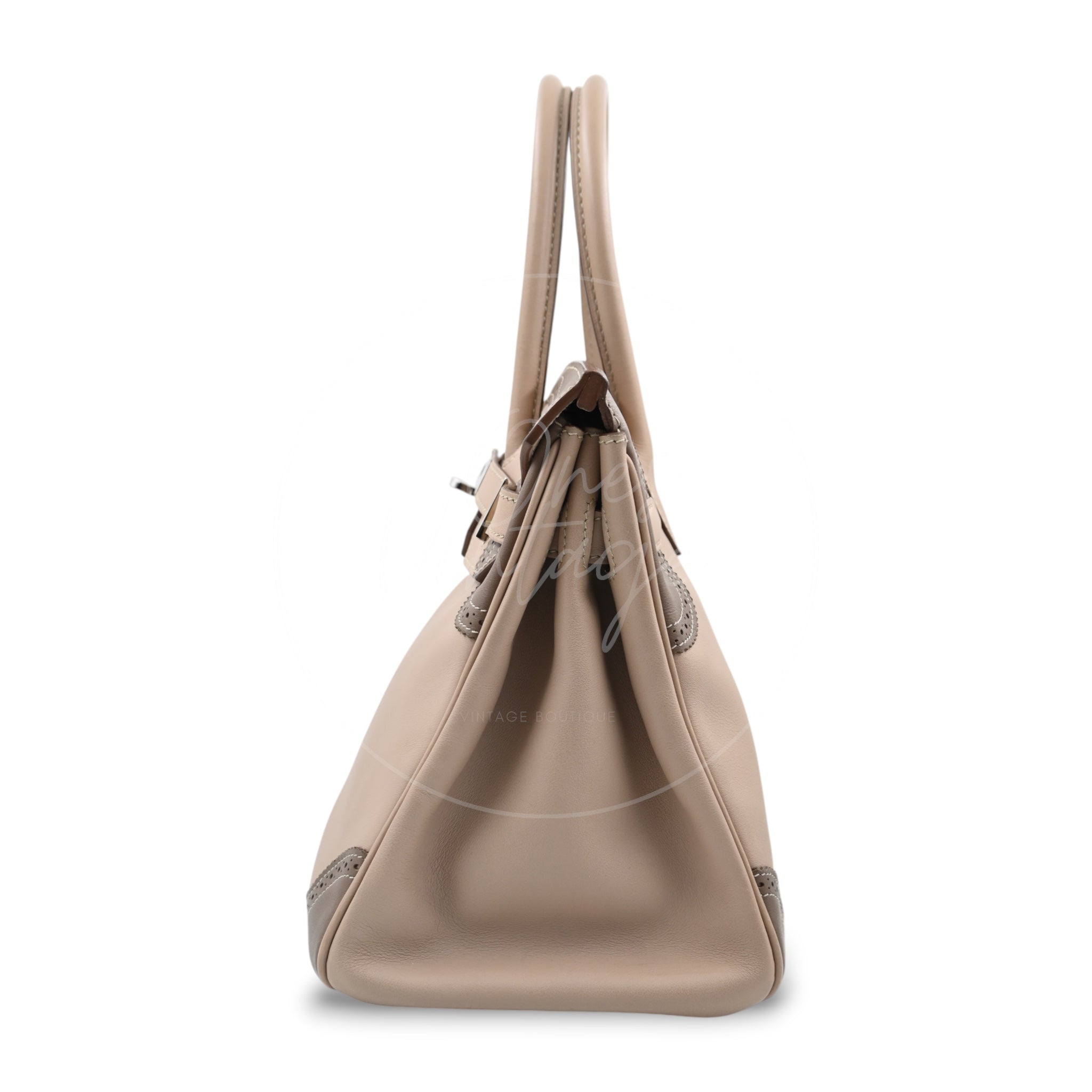 [Pre-owned] Hermes Birkin 30 Argile and Etoupe Lace Ghillies Bag