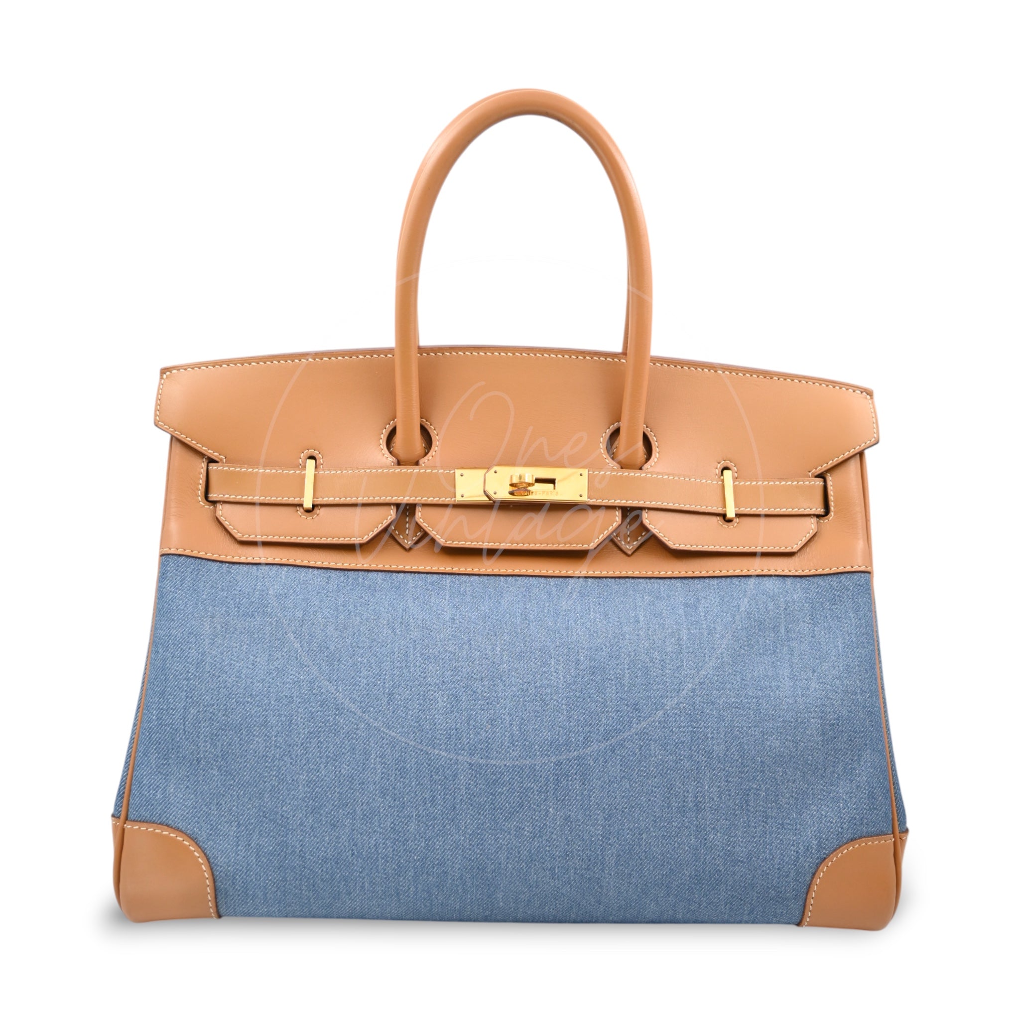 [Pre-owned] Hermes Birkin 35 Denim Stamp Square F