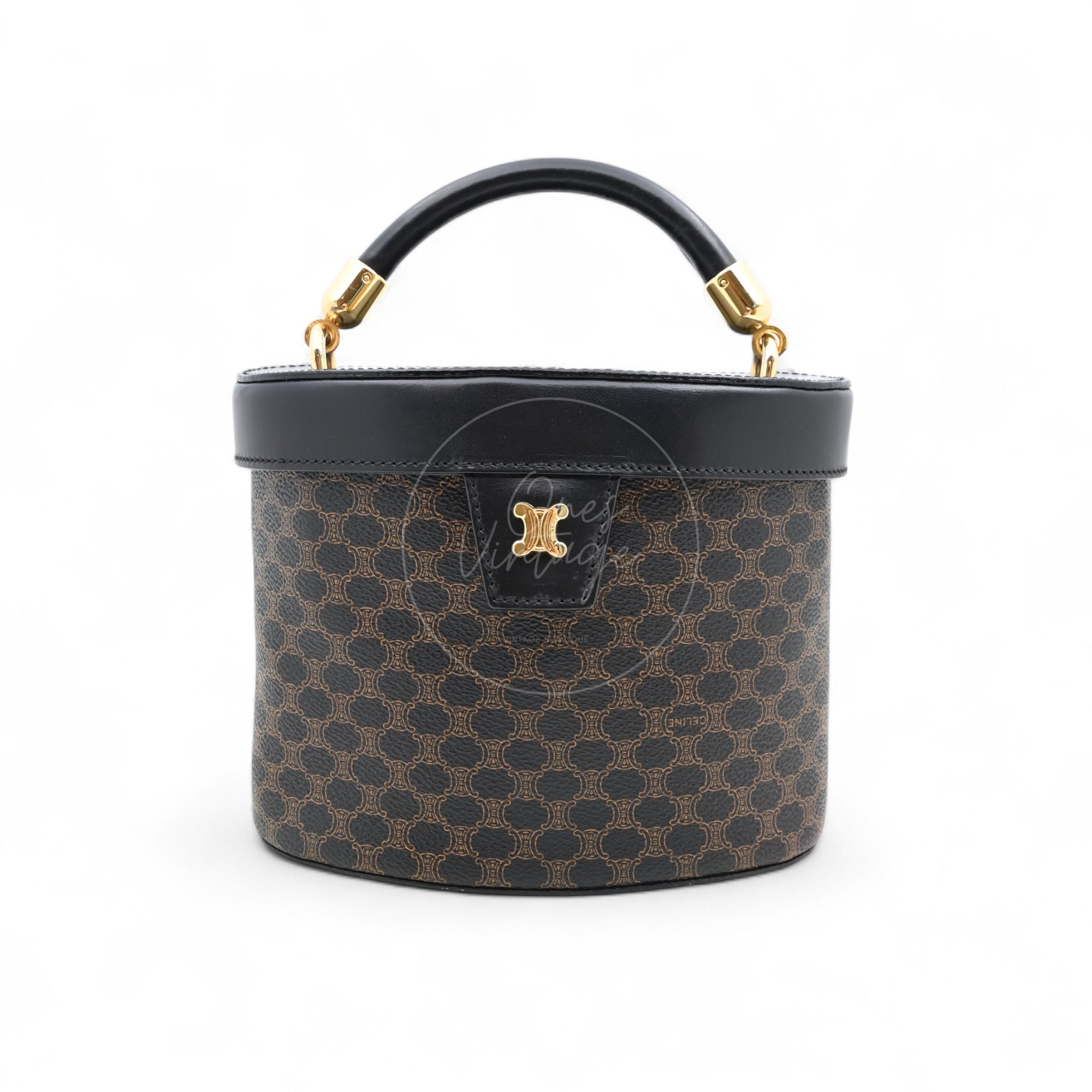 [Pre-owned] Celine Vintage Black Macadam Vanity Case
