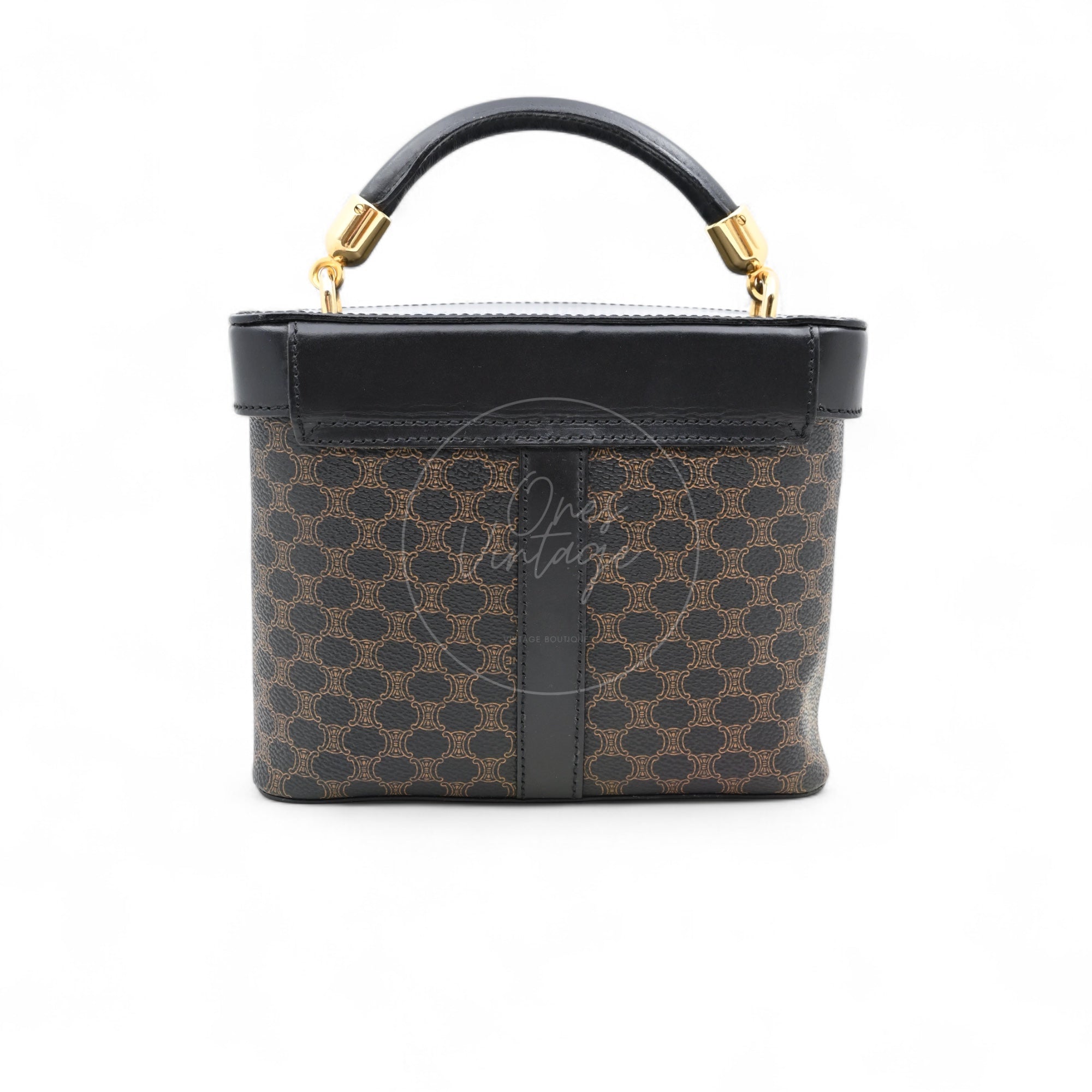 [Pre-owned] Celine Vintage Black Macadam Vanity Case