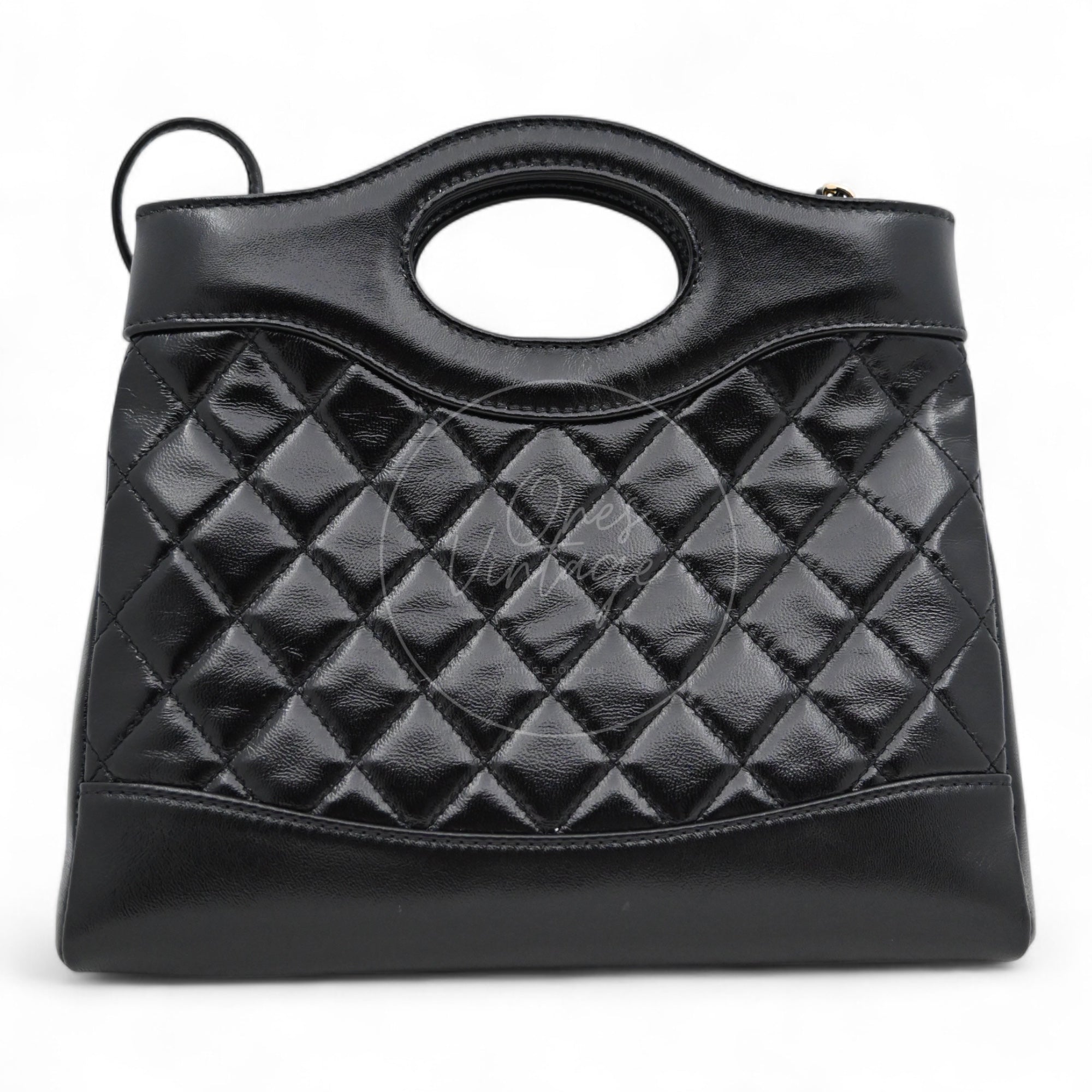 [Pre-owned] Chanel Mini 31 Black Shinny Calfskin Microchip