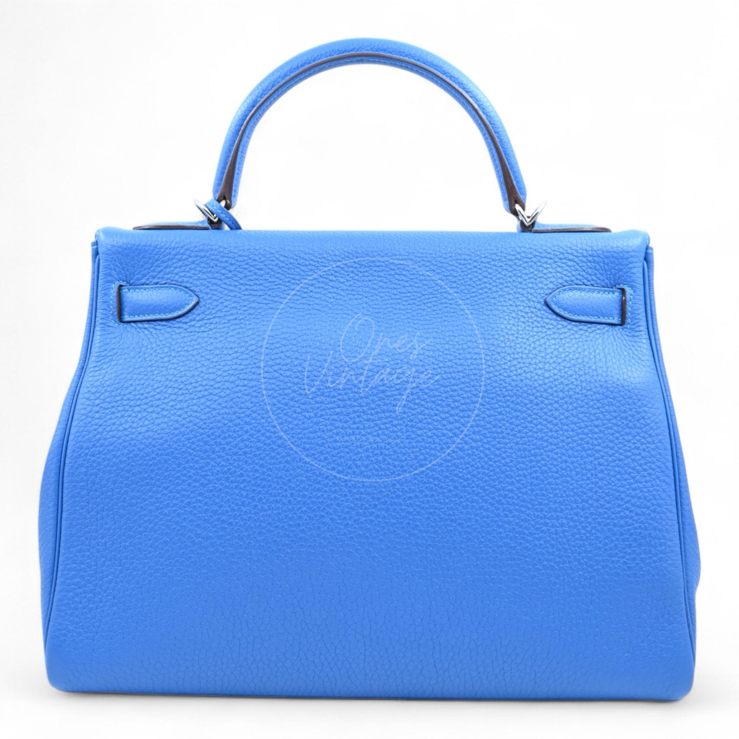 [Pre-owned] Hermes Kelly 32 Togo Bleu Zellige Stamp Square O Handbag