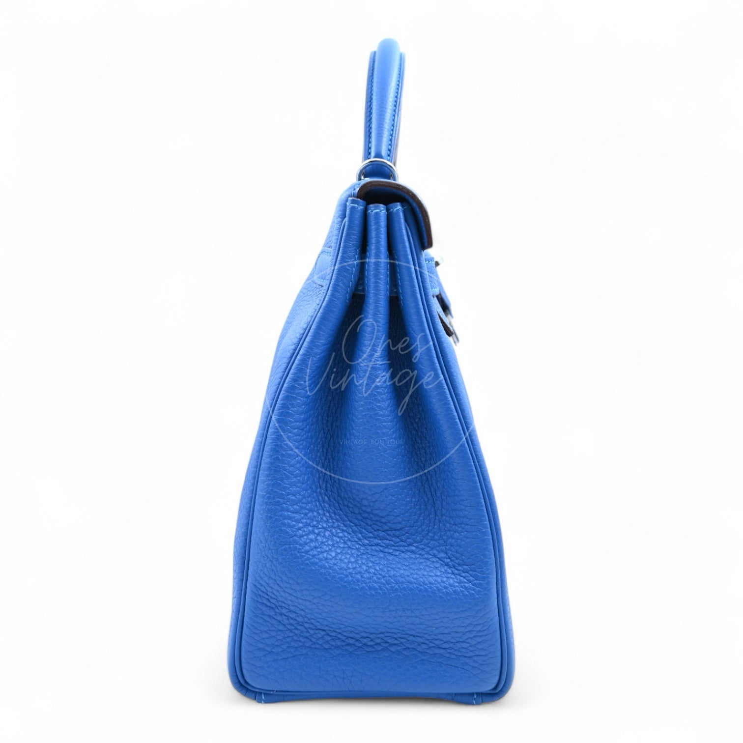 [Pre-owned] Hermes Kelly 32 Togo Bleu Zellige Stamp Square O Handbag