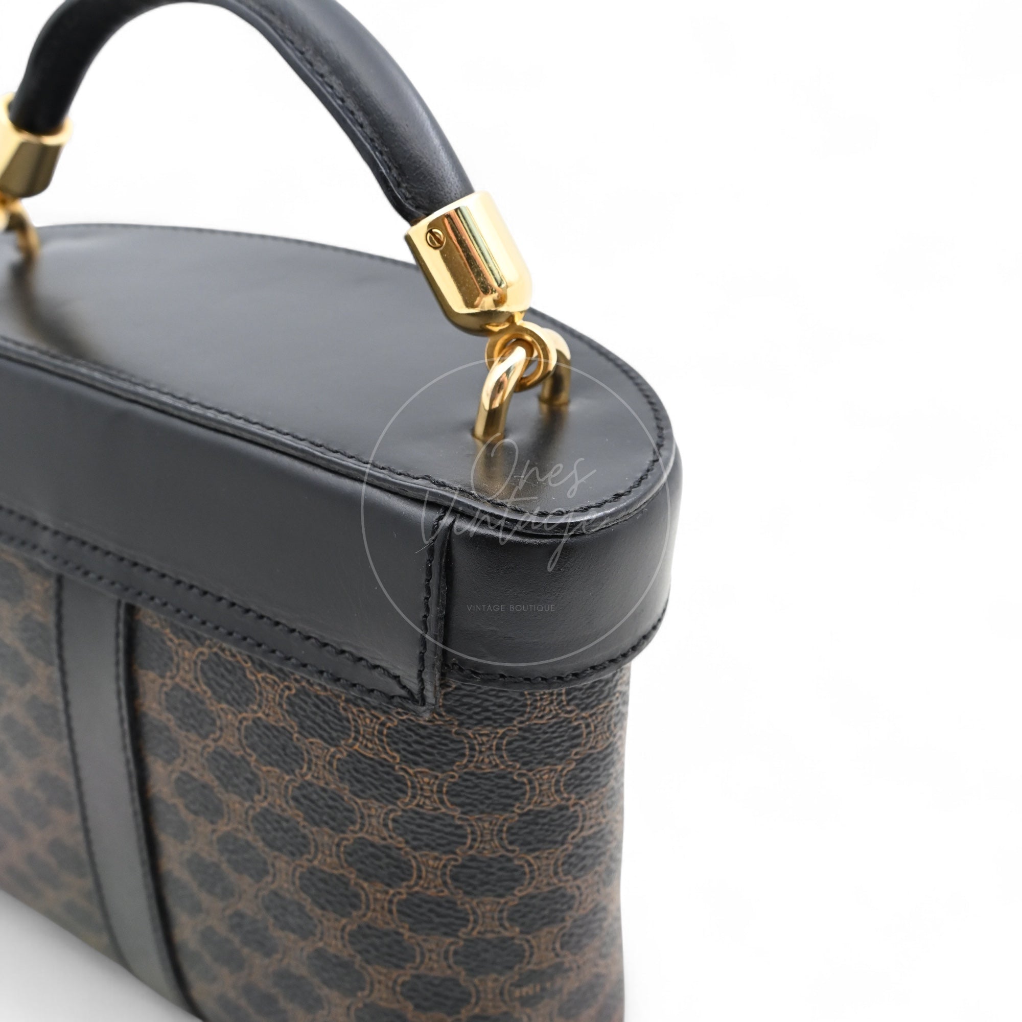 [Pre-owned] Celine Vintage Black Macadam Vanity Case