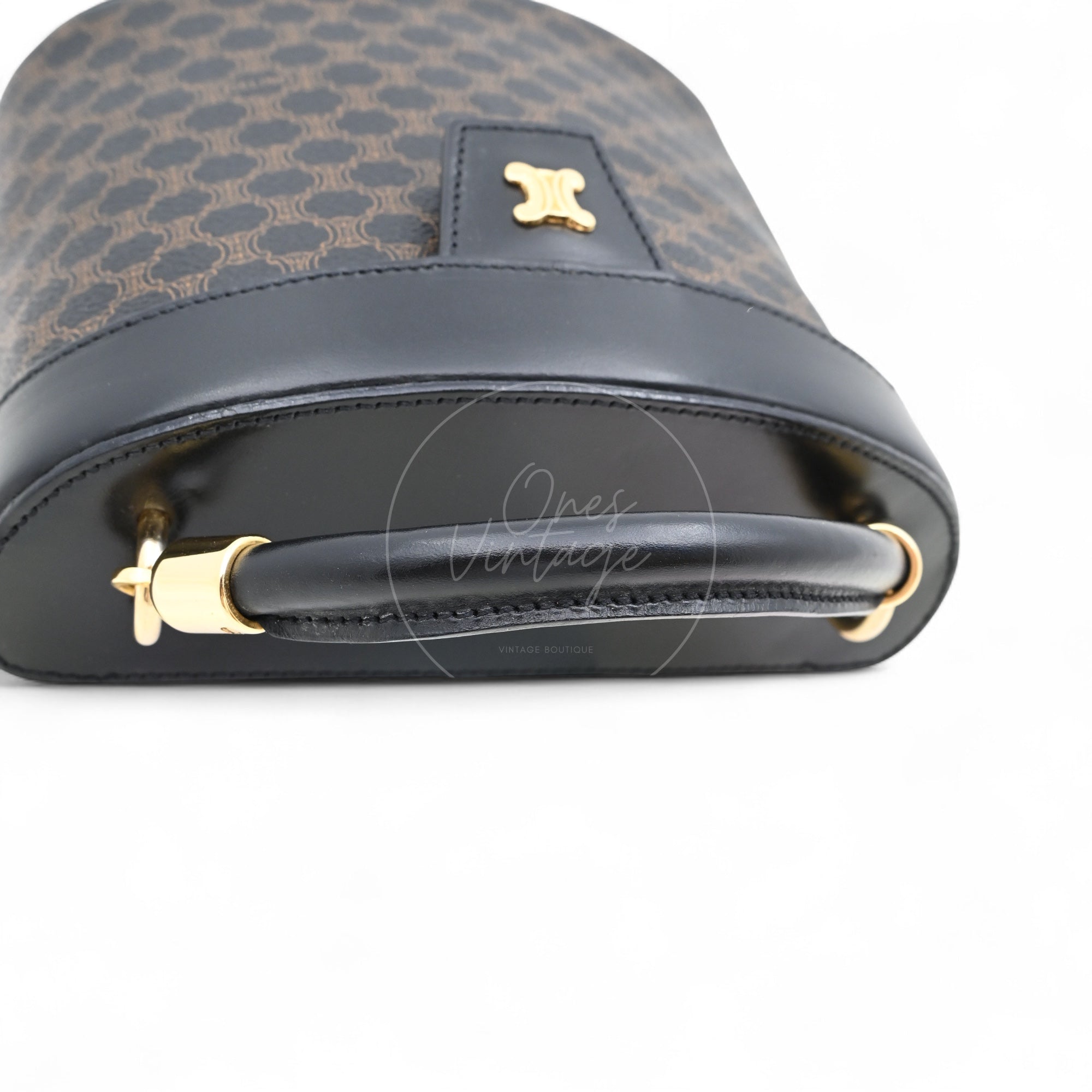 [Pre-owned] Celine Vintage Black Macadam Vanity Case