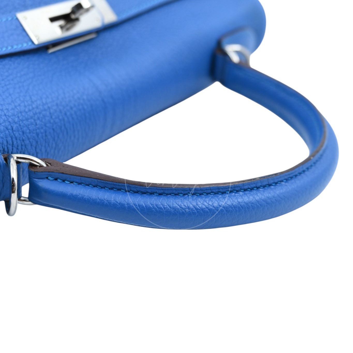 [Pre-owned] Hermes Kelly 32 Togo Bleu Zellige Stamp Square O Handbag