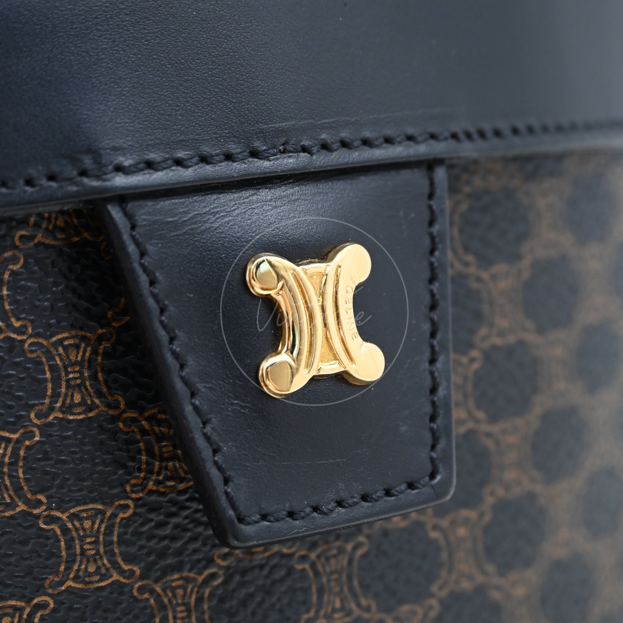 [Pre-owned] Celine Vintage Black Macadam Vanity Case