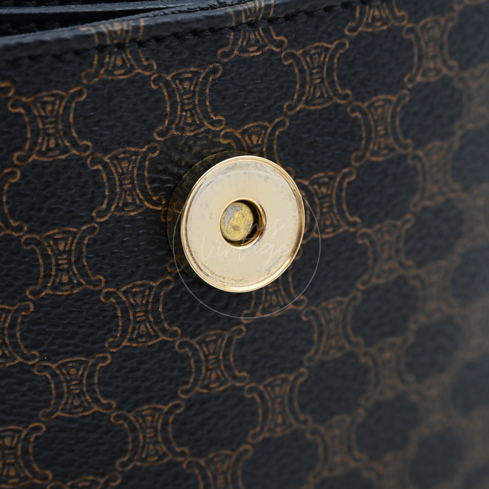 [Pre-owned] Celine Vintage Black Macadam Vanity Case