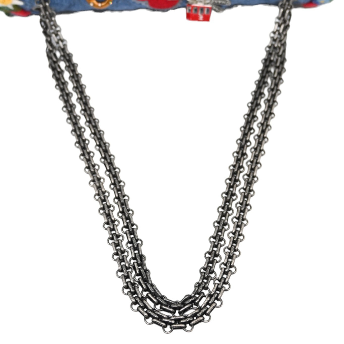 [Pre-owned] Chanel Blue Fabric Paris-Salzburg Crest Austrian Embroidered Flap Bag