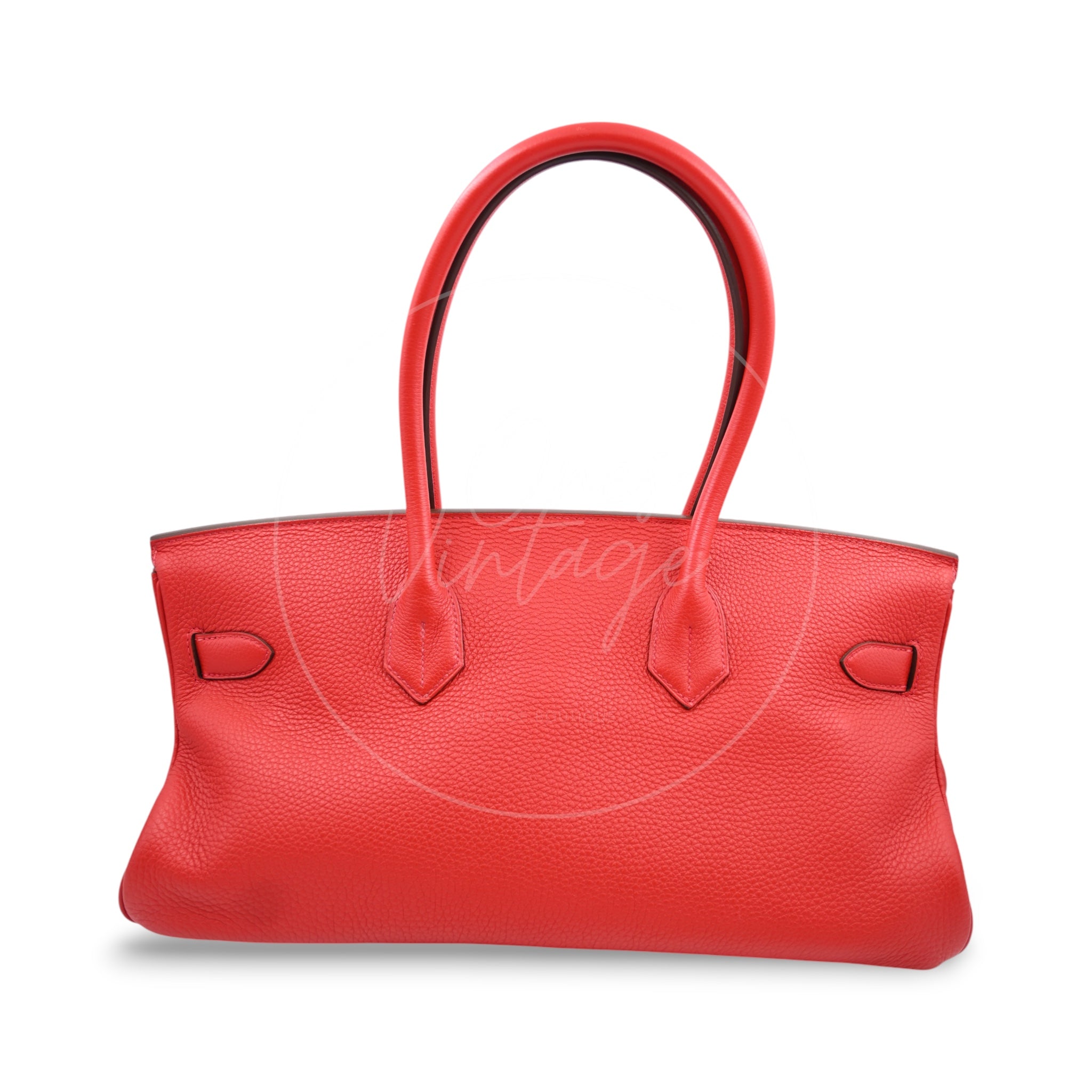[Pre-owned] Hemes Birkin Shoulder in Red PHW Togo Stamp Square P