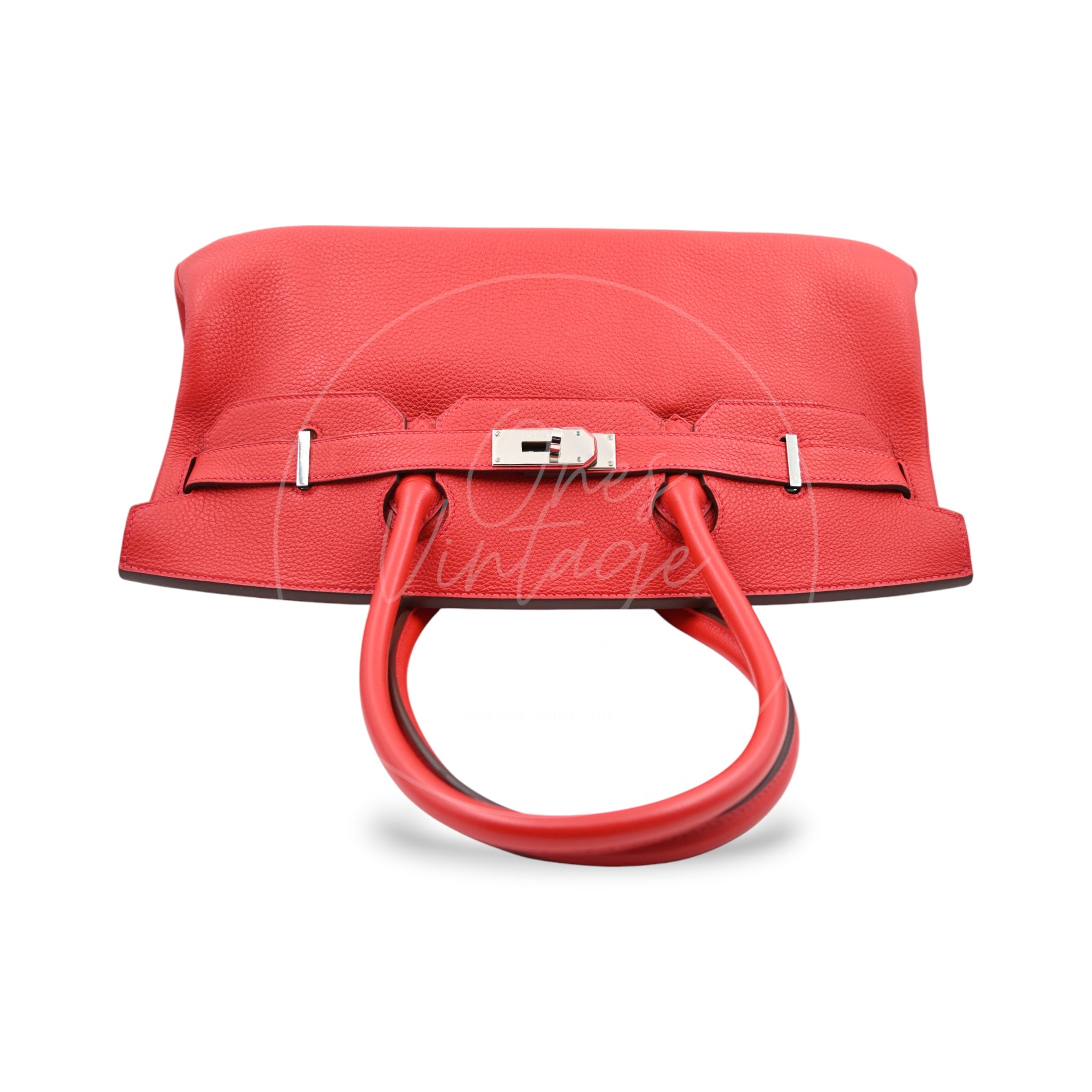 [Pre-owned] Hermes Birkin Shoulder in Red PHW Togo Stamp Square P