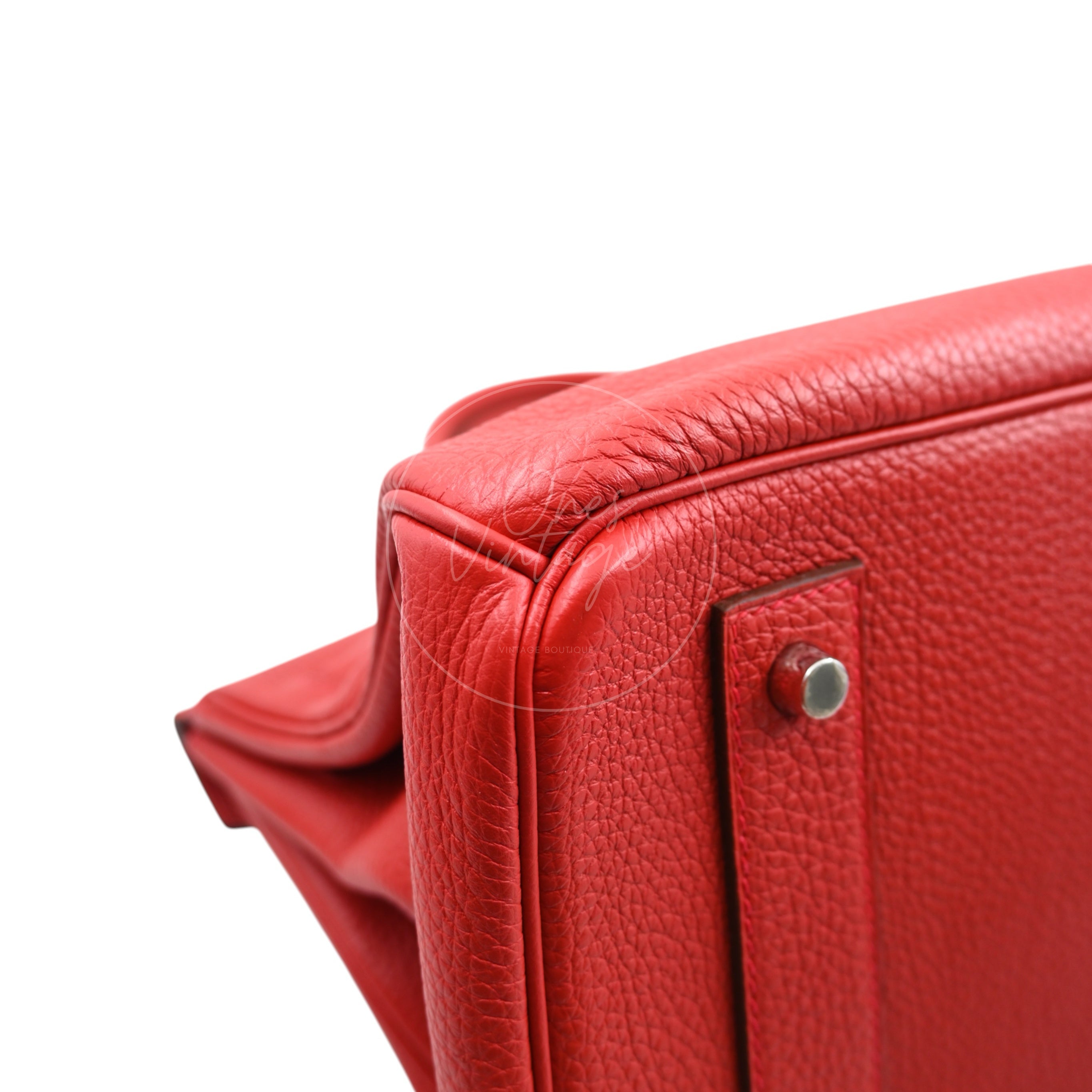 [Pre-owned] Hermes Birkin Shoulder in Red PHW Togo Stamp Square P