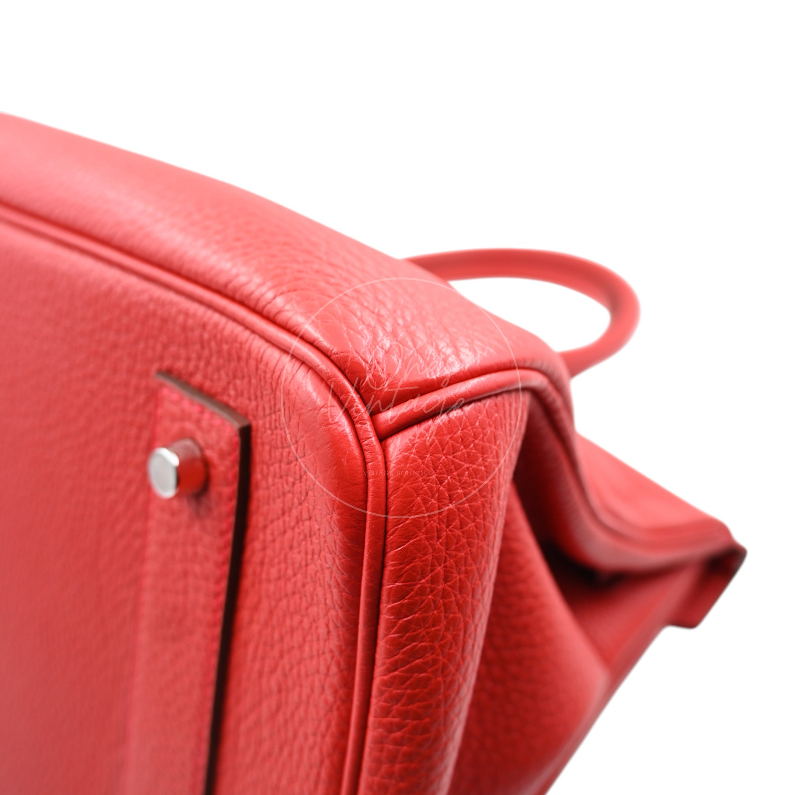 [Pre-owned] Hermes Birkin Shoulder in Red PHW Togo Stamp Square P