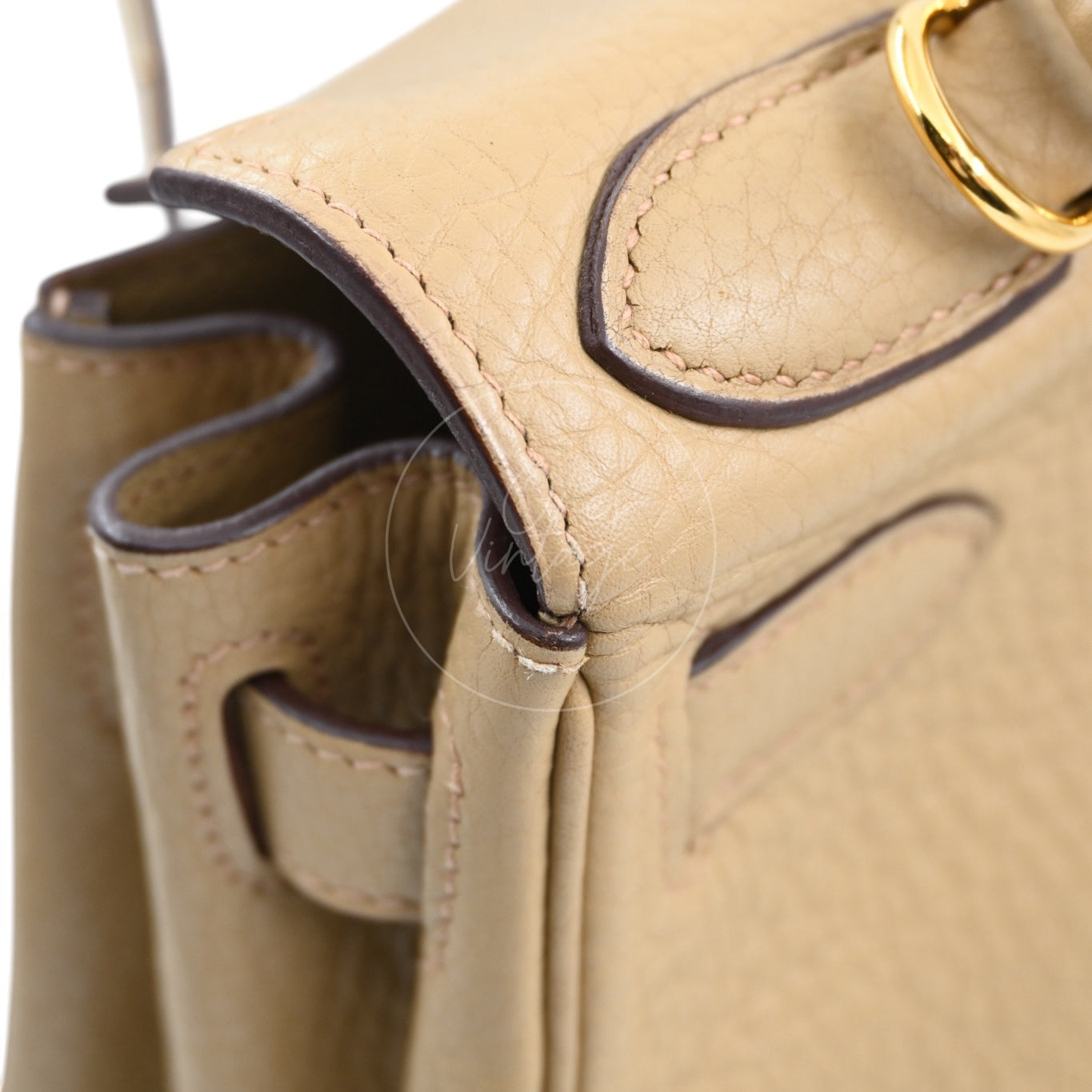 [Pre-owned] Hermes Kelly 28 Togo Light Brown Stamp Square L Handbag