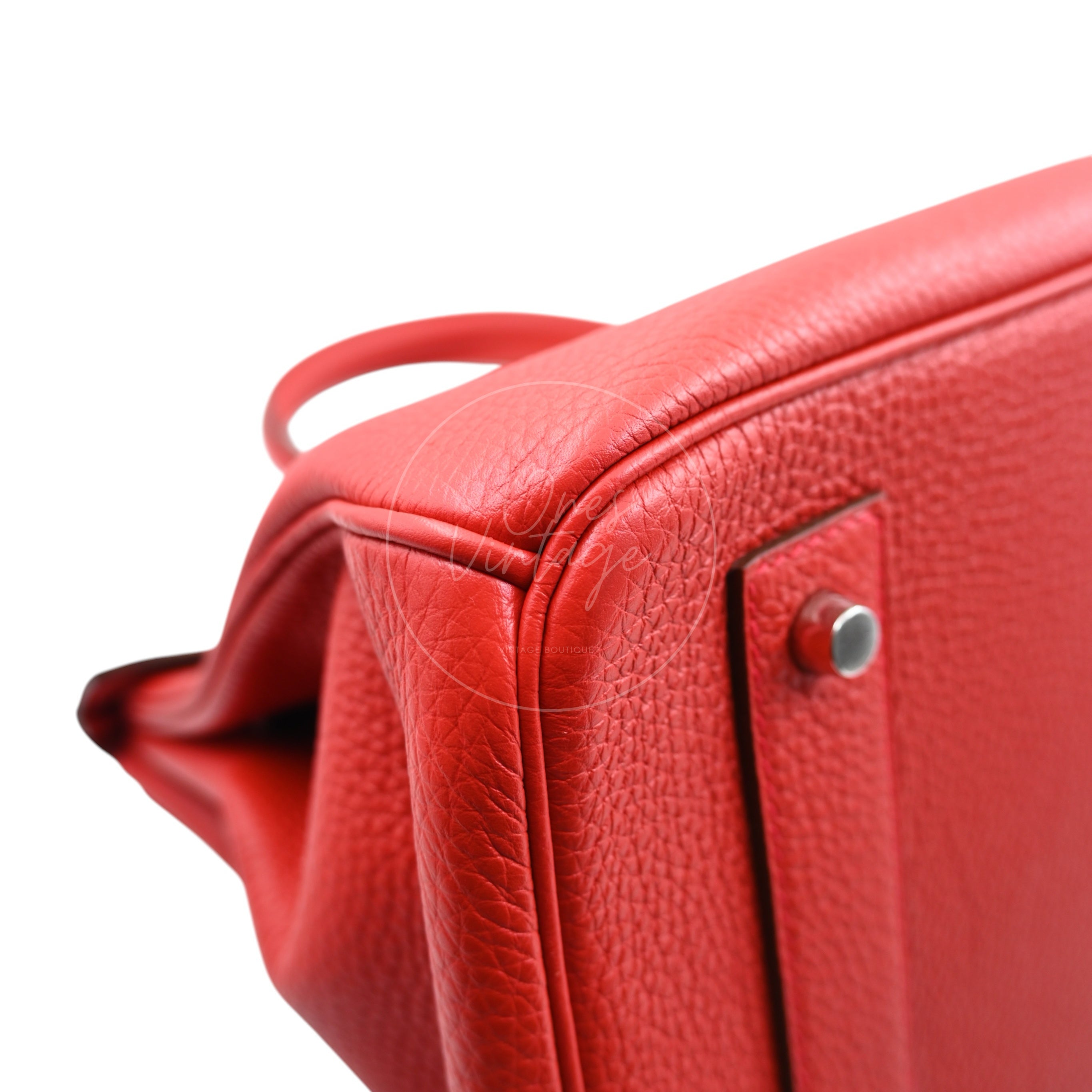 [Pre-owned] Hermes Birkin Shoulder in Red PHW Togo Stamp Square P
