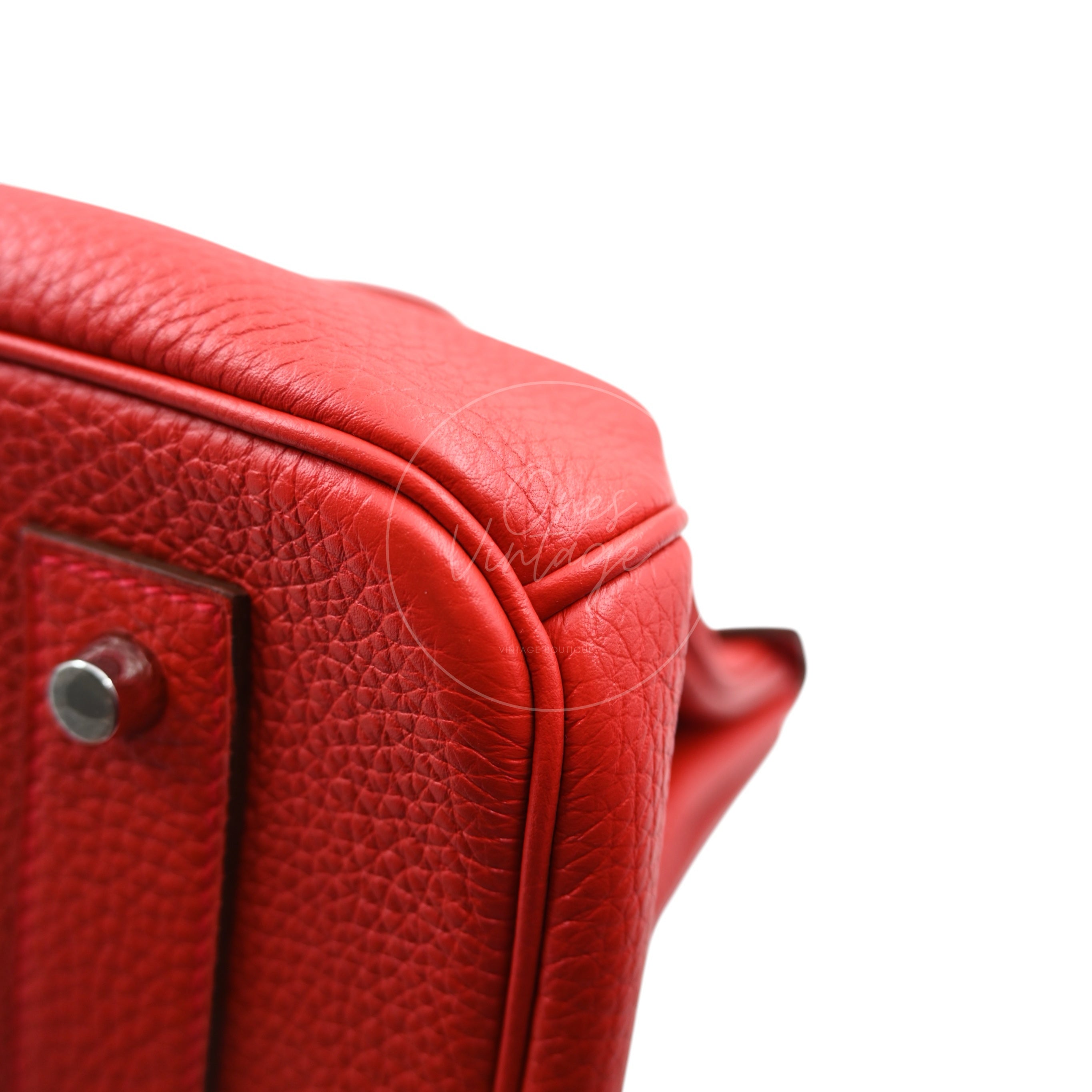 [Pre-owned] Hermes Birkin Shoulder in Red PHW Togo Stamp Square P