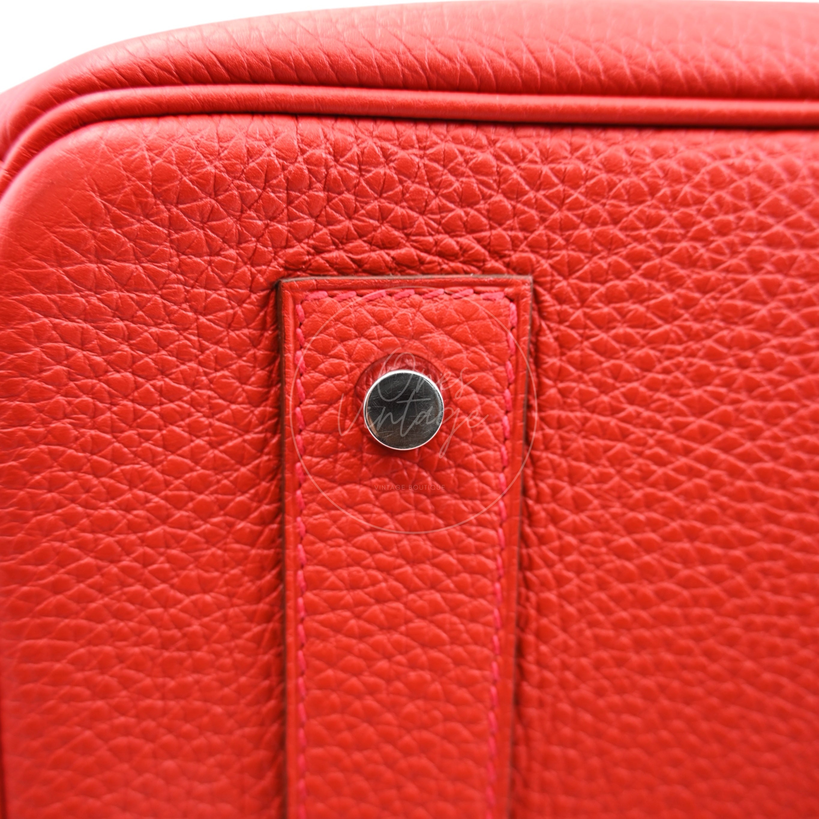 [Pre-owned] Hermes Birkin Shoulder in Red PHW Togo Stamp Square P