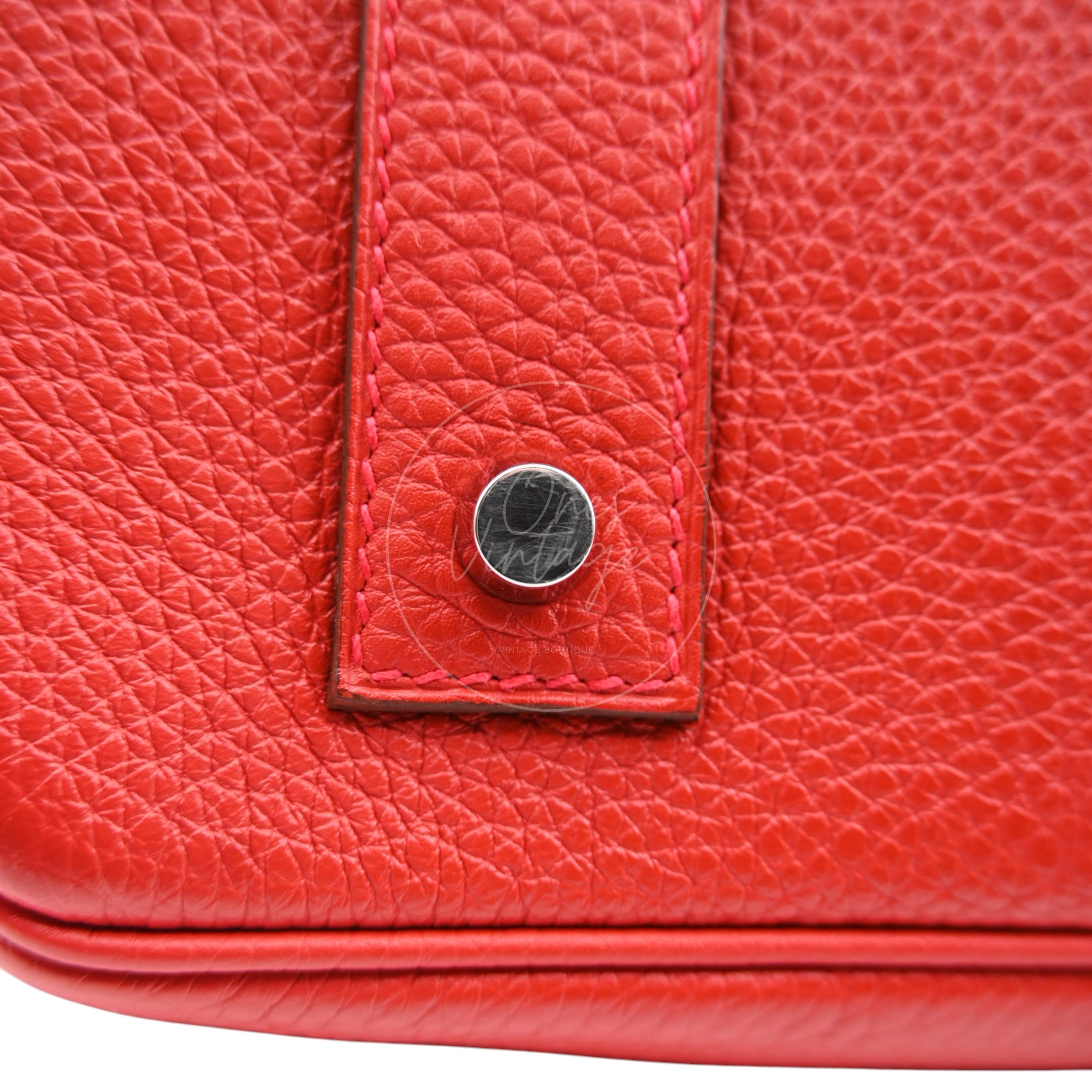 [Pre-owned] Hermes Birkin Shoulder in Red PHW Togo Stamp Square P