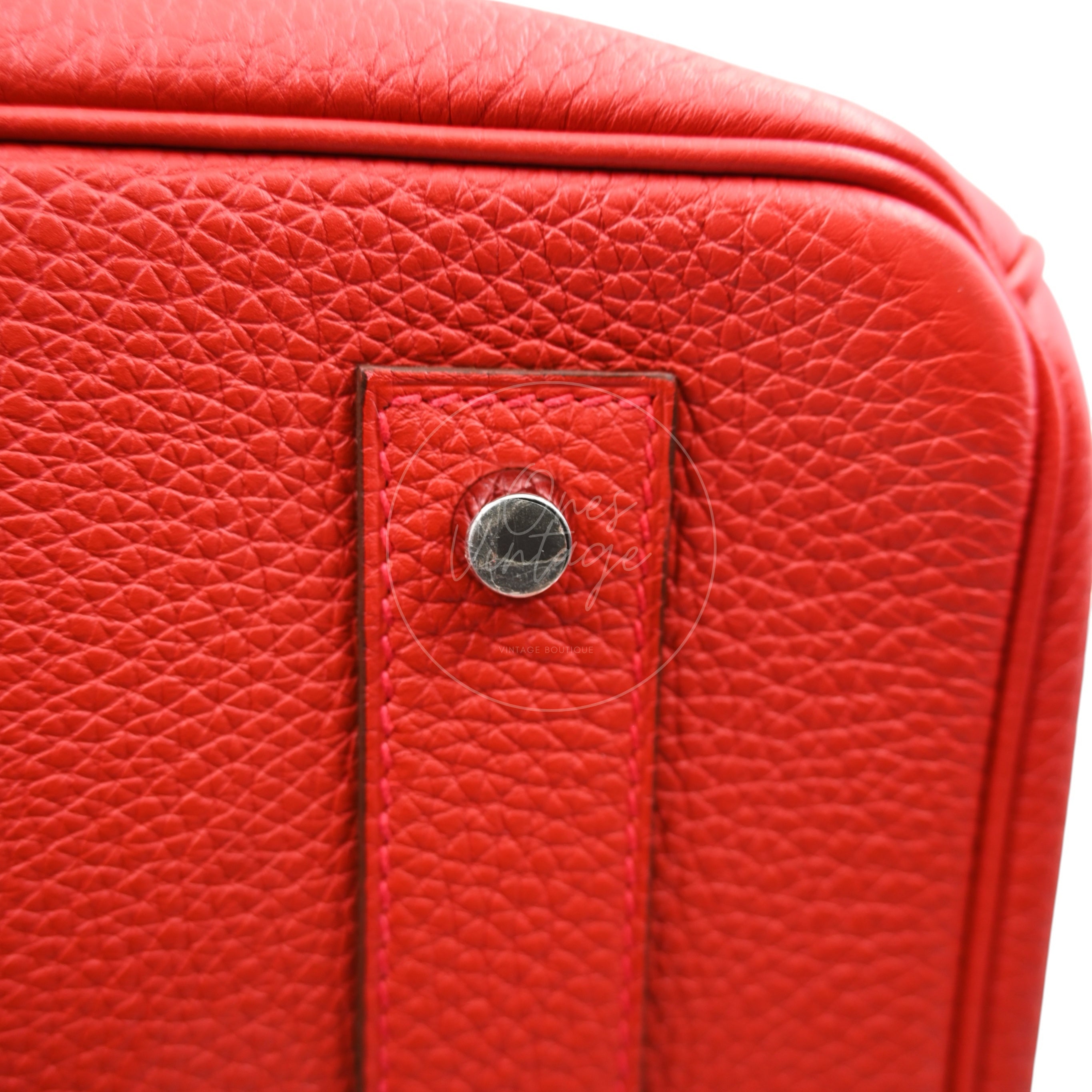 [Pre-owned] Hermes Birkin Shoulder in Red PHW Togo Stamp Square P