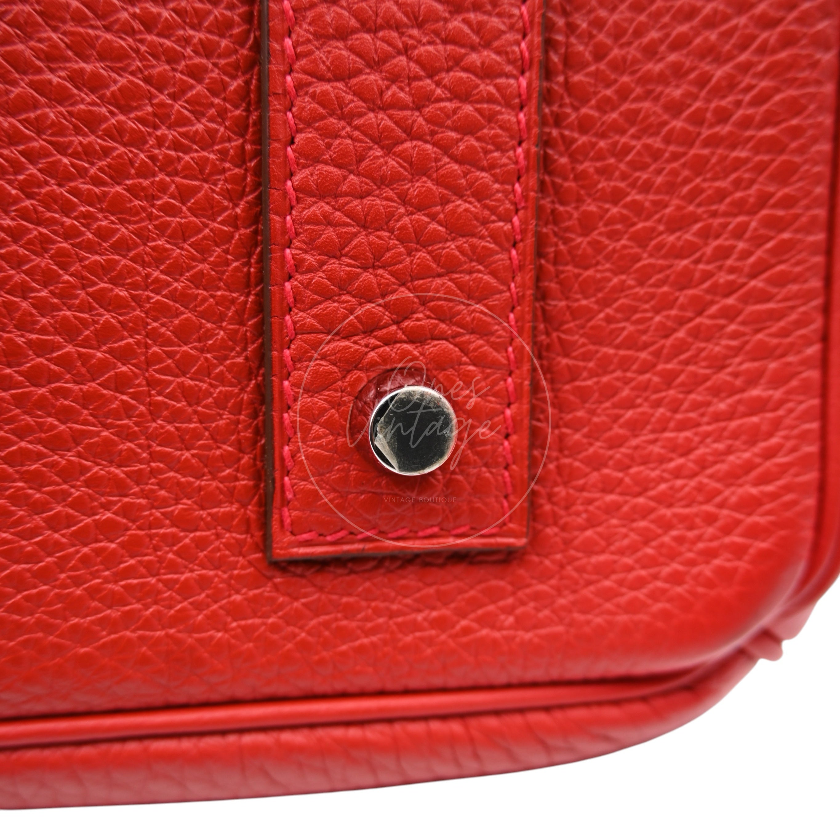 [Pre-owned] Hermes Birkin Shoulder in Red PHW Togo Stamp Square P
