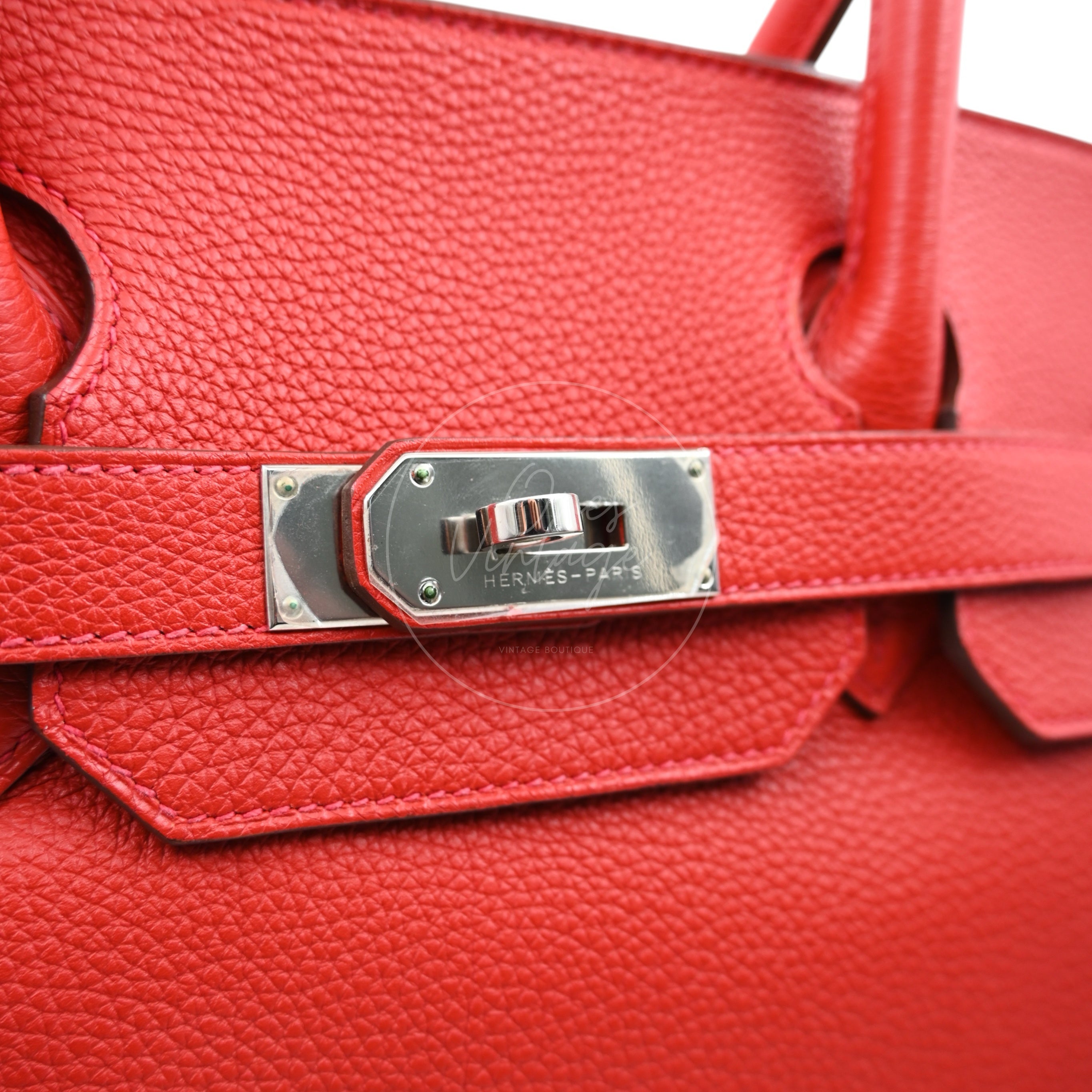 [Pre-owned] Hermes Birkin Shoulder in Red PHW Togo Stamp Square P