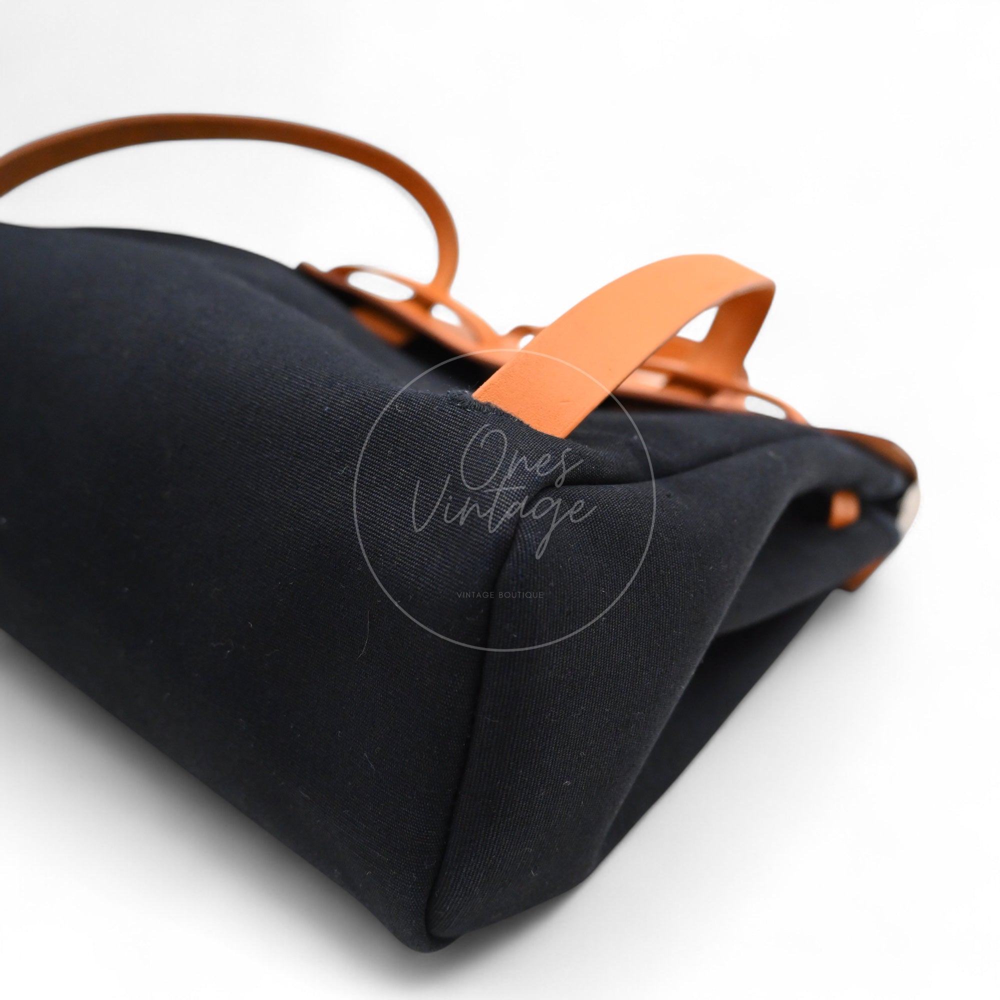[Pre-owned] Hermes Herbag Backpack 28 Black Tolie &amp; Brown Swift PHW Stamp Square G