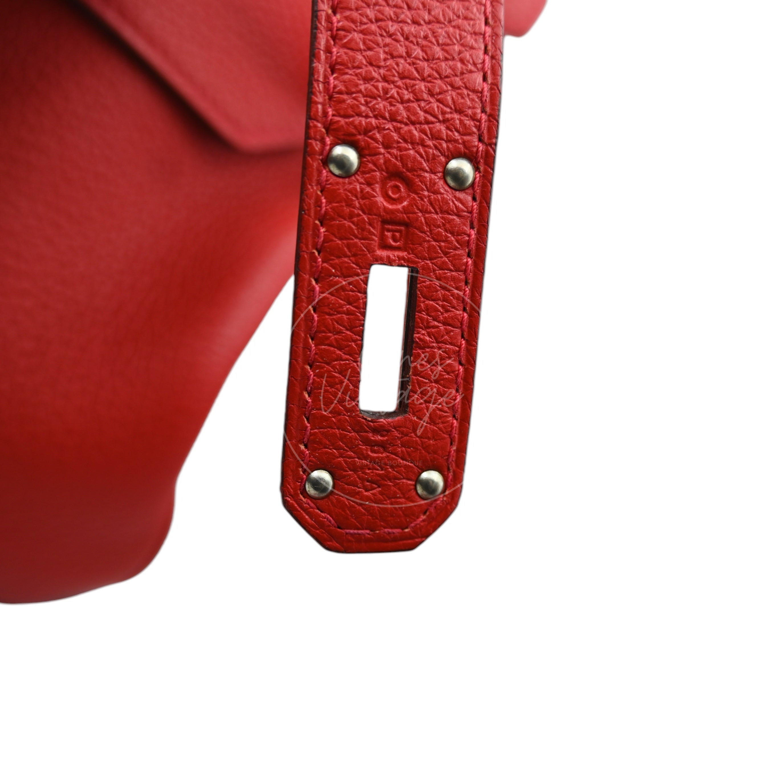 [Pre-owned] Hermes Birkin Shoulder in Red PHW Togo Stamp Square P