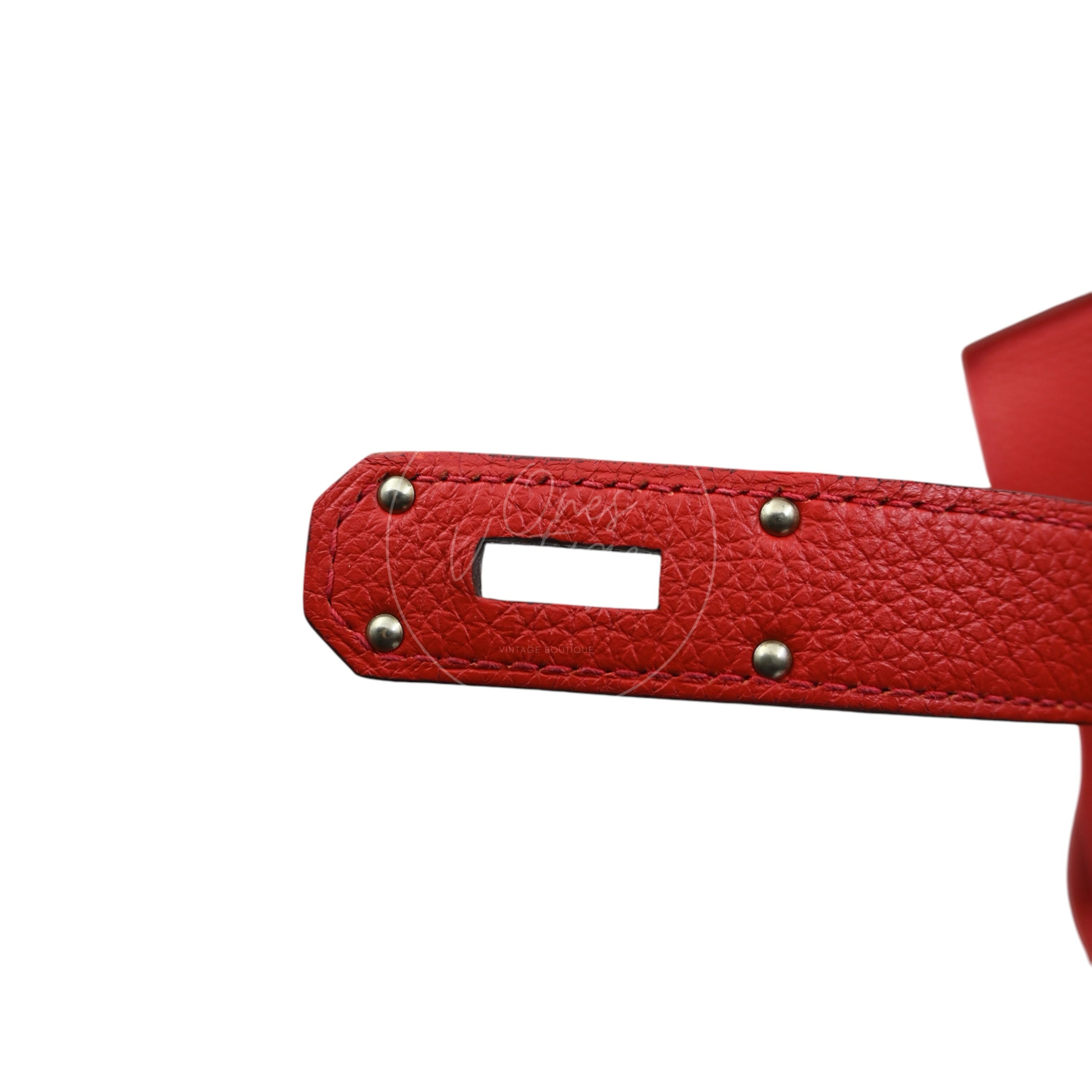 [Pre-owned] Hermes Birkin Shoulder in Red PHW Togo Stamp Square P