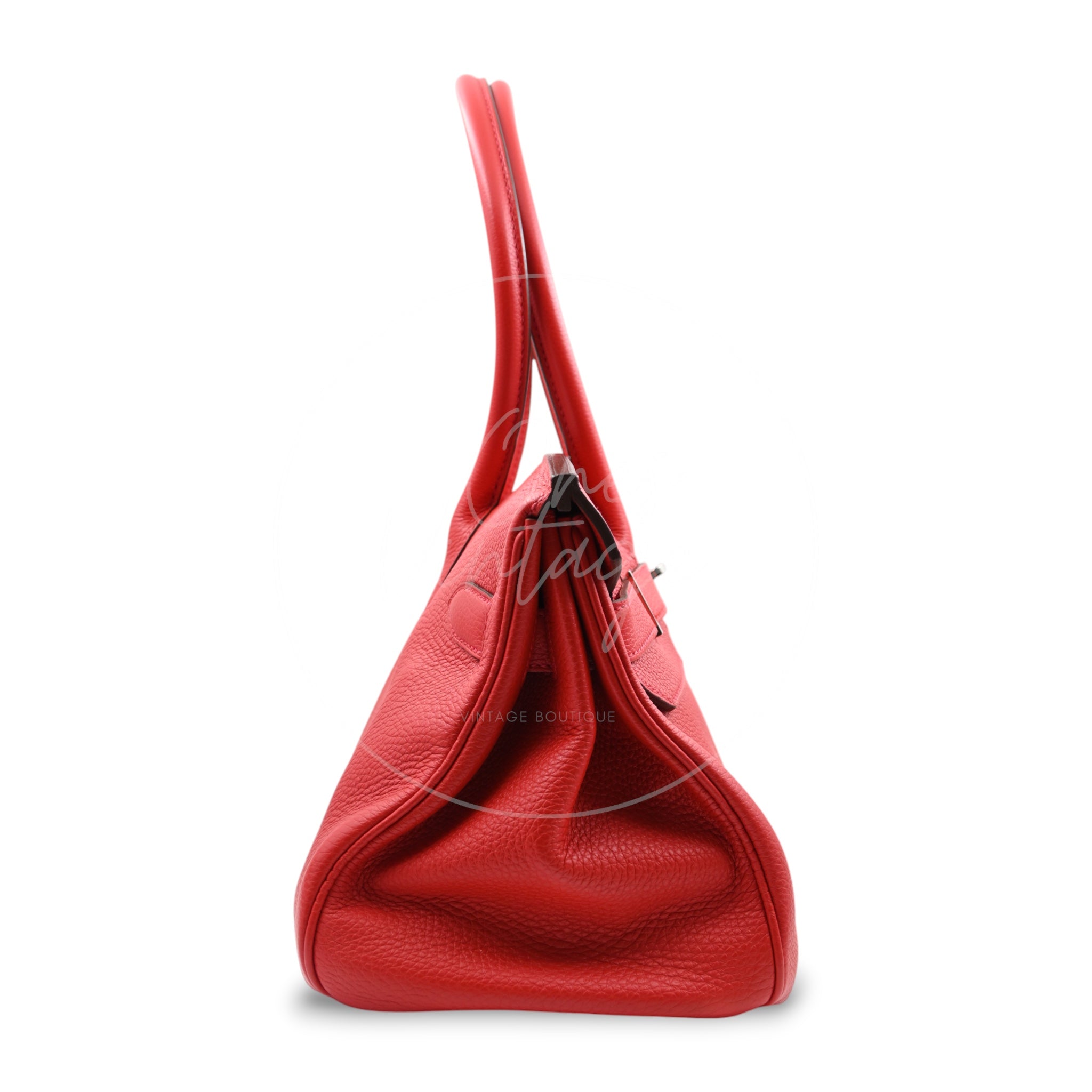 [Pre-owned] Hermes Birkin Shoulder in Red PHW Togo Stamp Square P