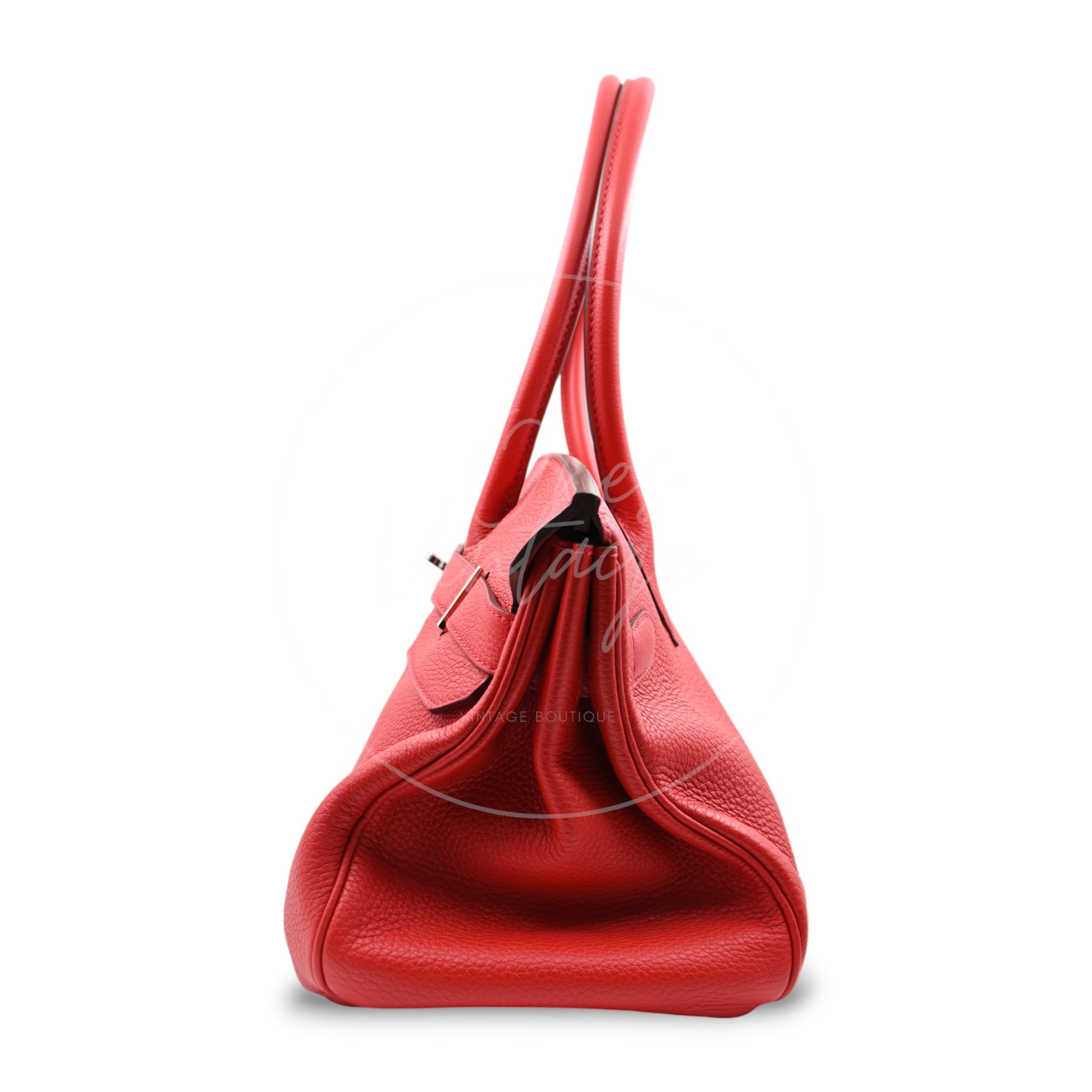 [Pre-owned] Hermes Birkin Shoulder in Red PHW Togo Stamp Square P