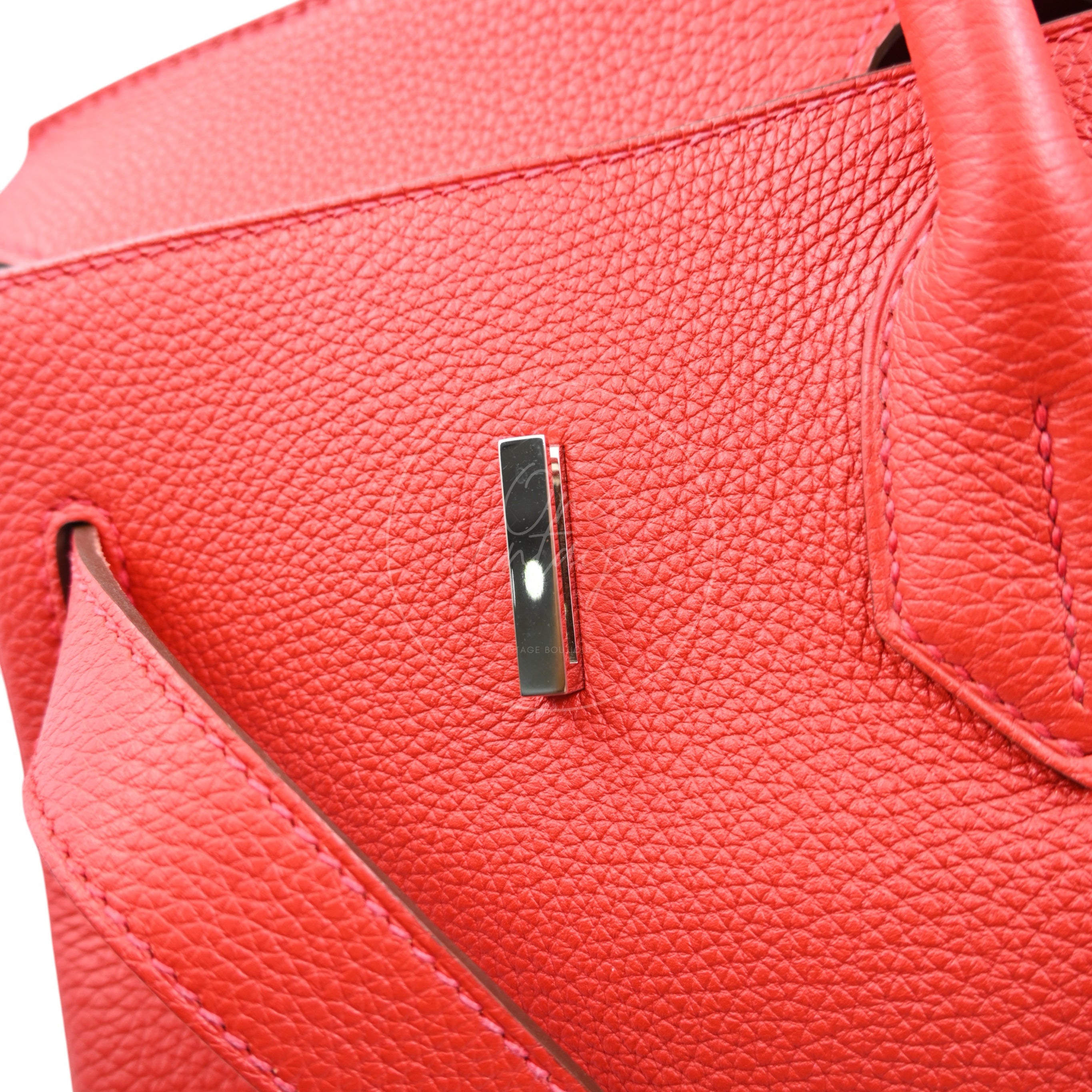 [Pre-owned] Hermes Birkin Shoulder in Red PHW Togo Stamp Square P