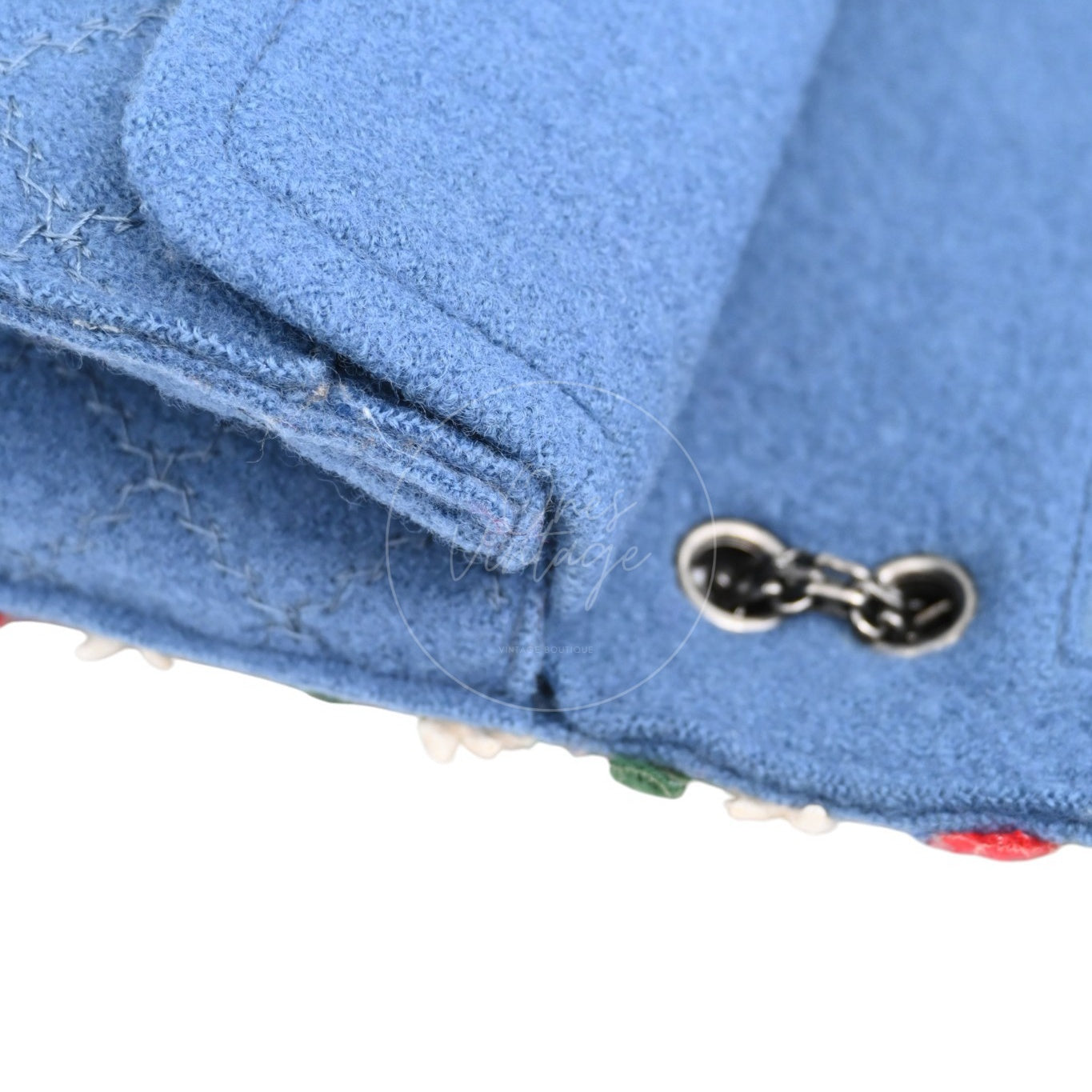 [Pre-owned] Chanel Blue Fabric Paris-Salzburg Crest Austrian Embroidered Flap Bag