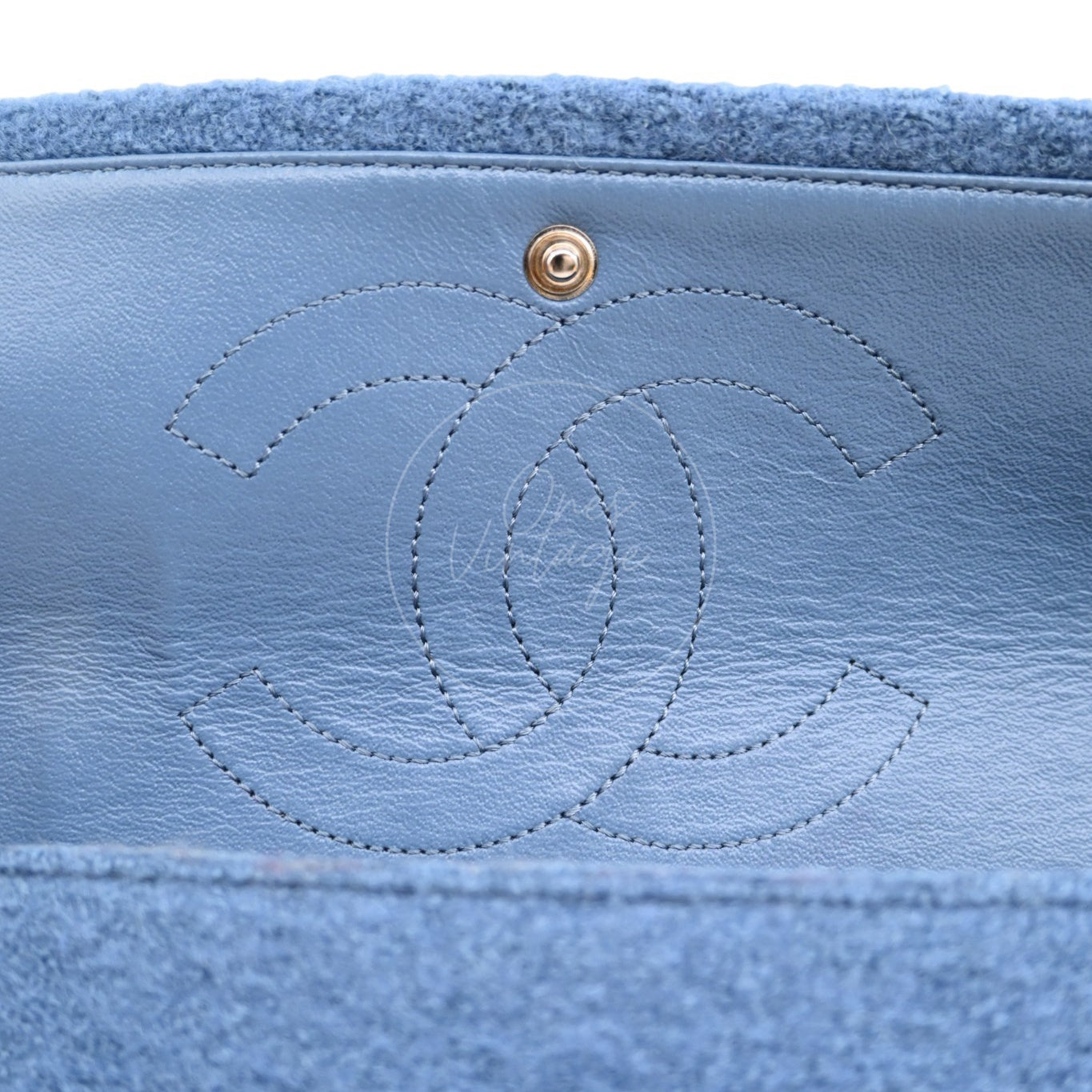 [Pre-owned] Chanel Blue Fabric Paris-Salzburg Crest Austrian Embroidered Flap Bag