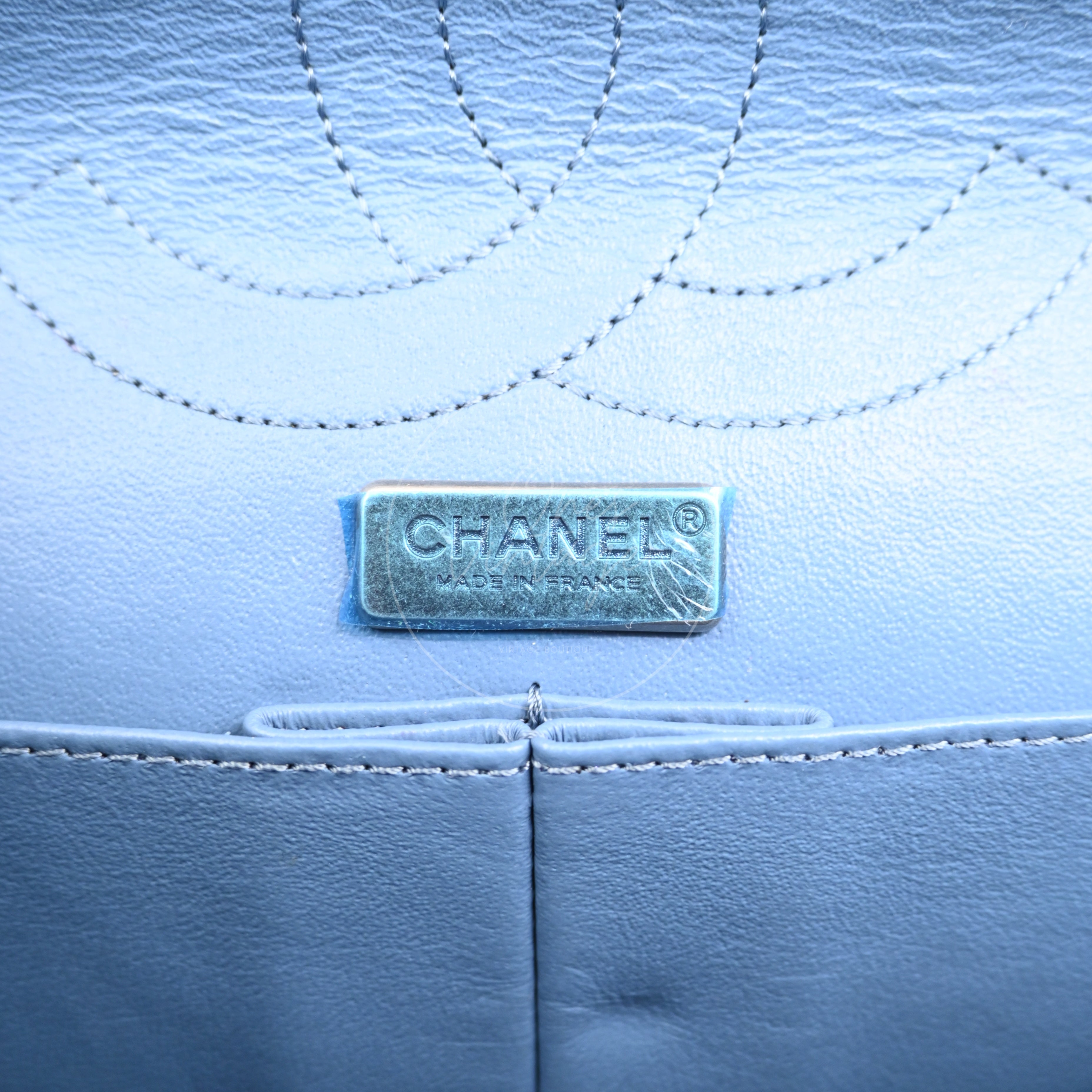 [Pre-owned] Chanel Blue Fabric Paris-Salzburg Crest Austrian Embroidered Flap Bag