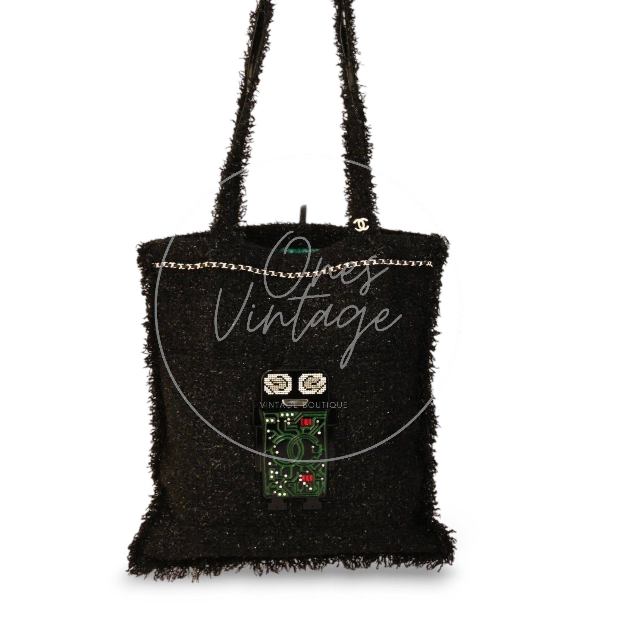Chanel Tweed Resin Strass Robot Shopping Bag PHW Series24