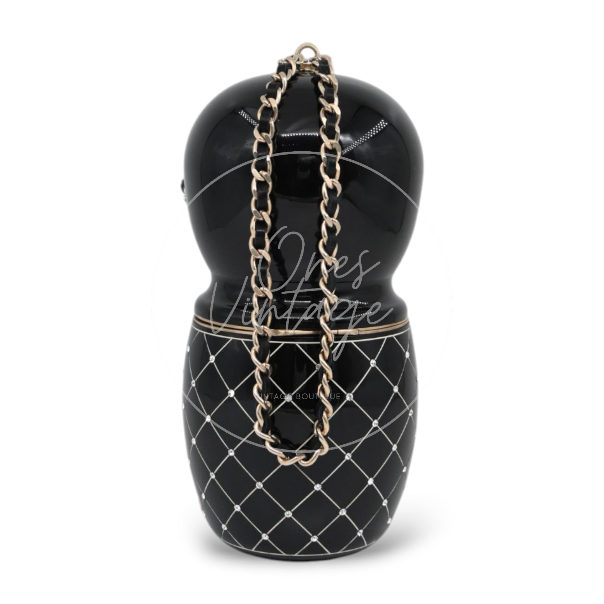 [Pre-owned] Chanel Paris-Bombay Métiers d'Art Matryoshka Doll Minaudière Black Resin GHW